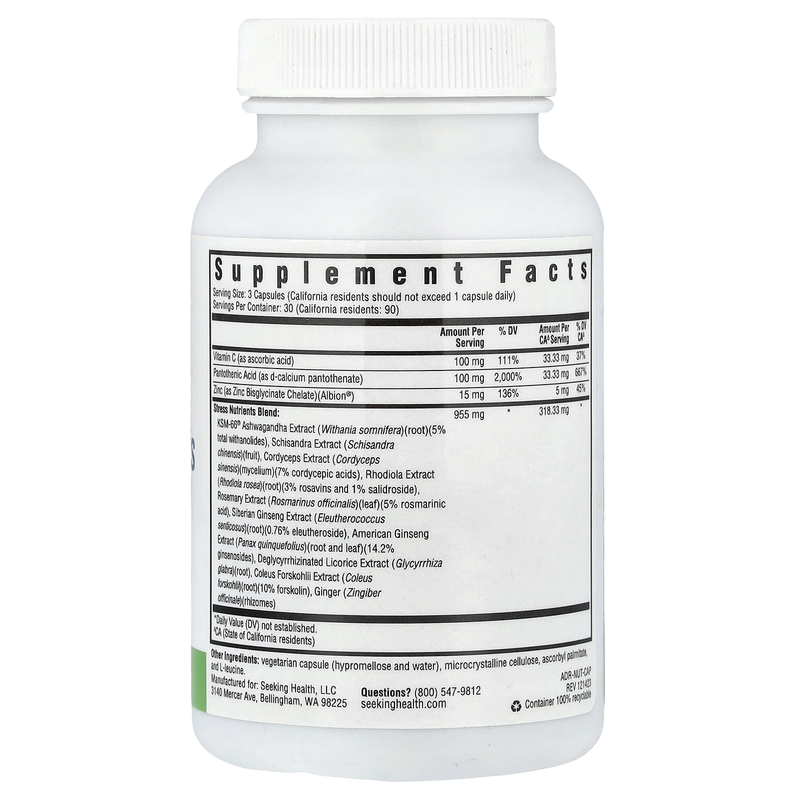 Seeking Health, Stress Nutrients, 90 Vegetarian Capsules - Image 2