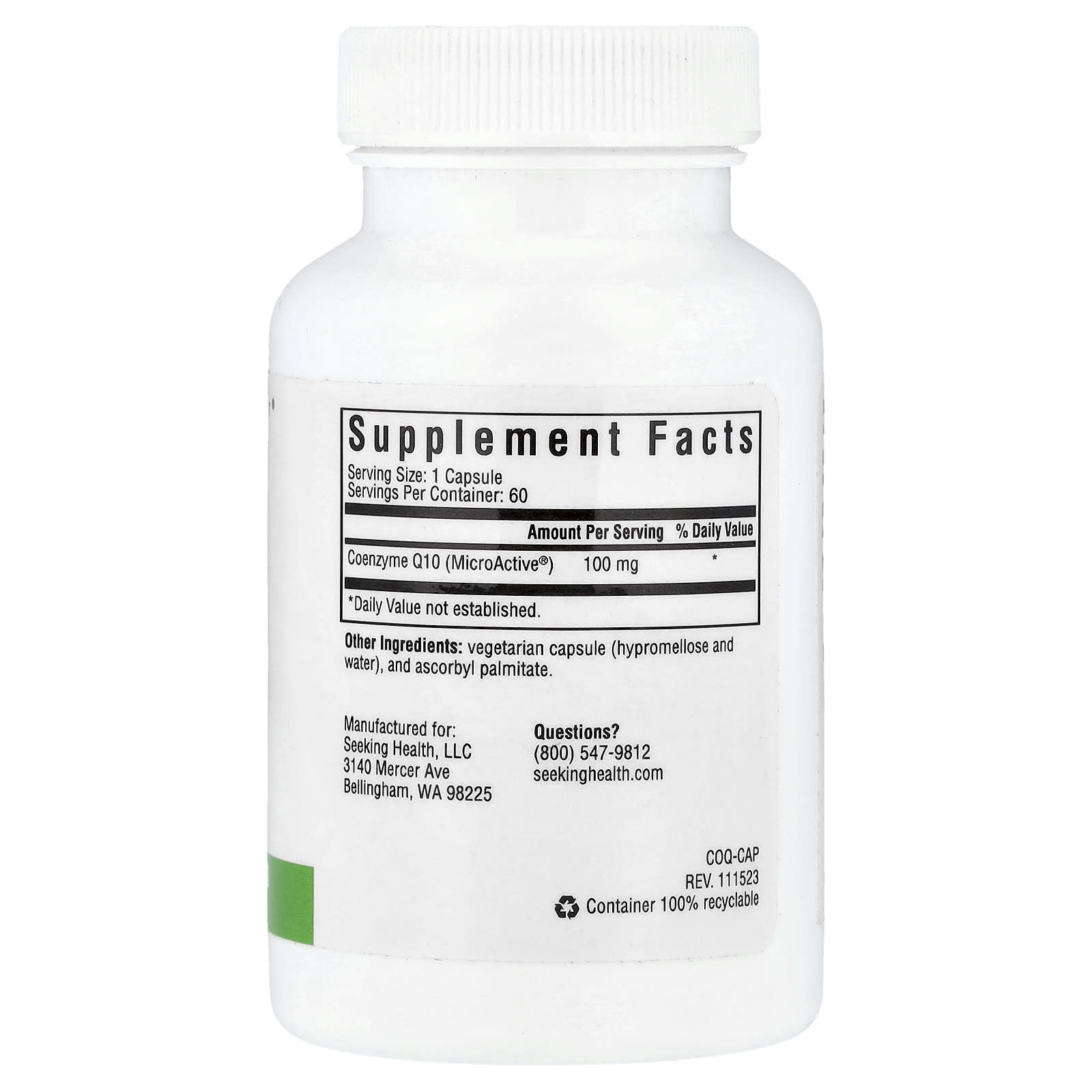 Seeking Health, CoQ10, 100 mg, 60 Vegetarian Capsules - Image 2