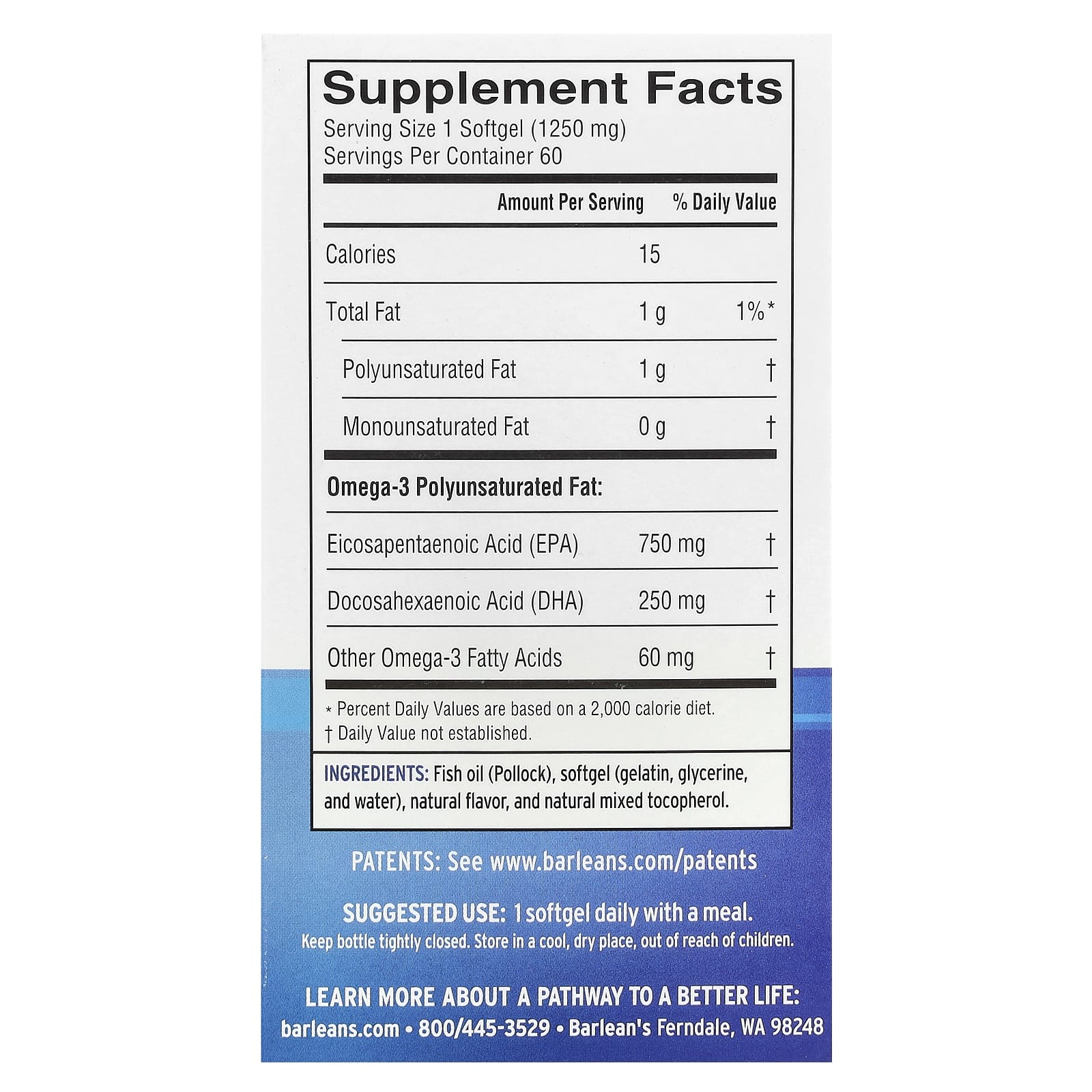 Barlean's Ideal Omega 3 Softgels for Heart Health and Brain Function - Image 2