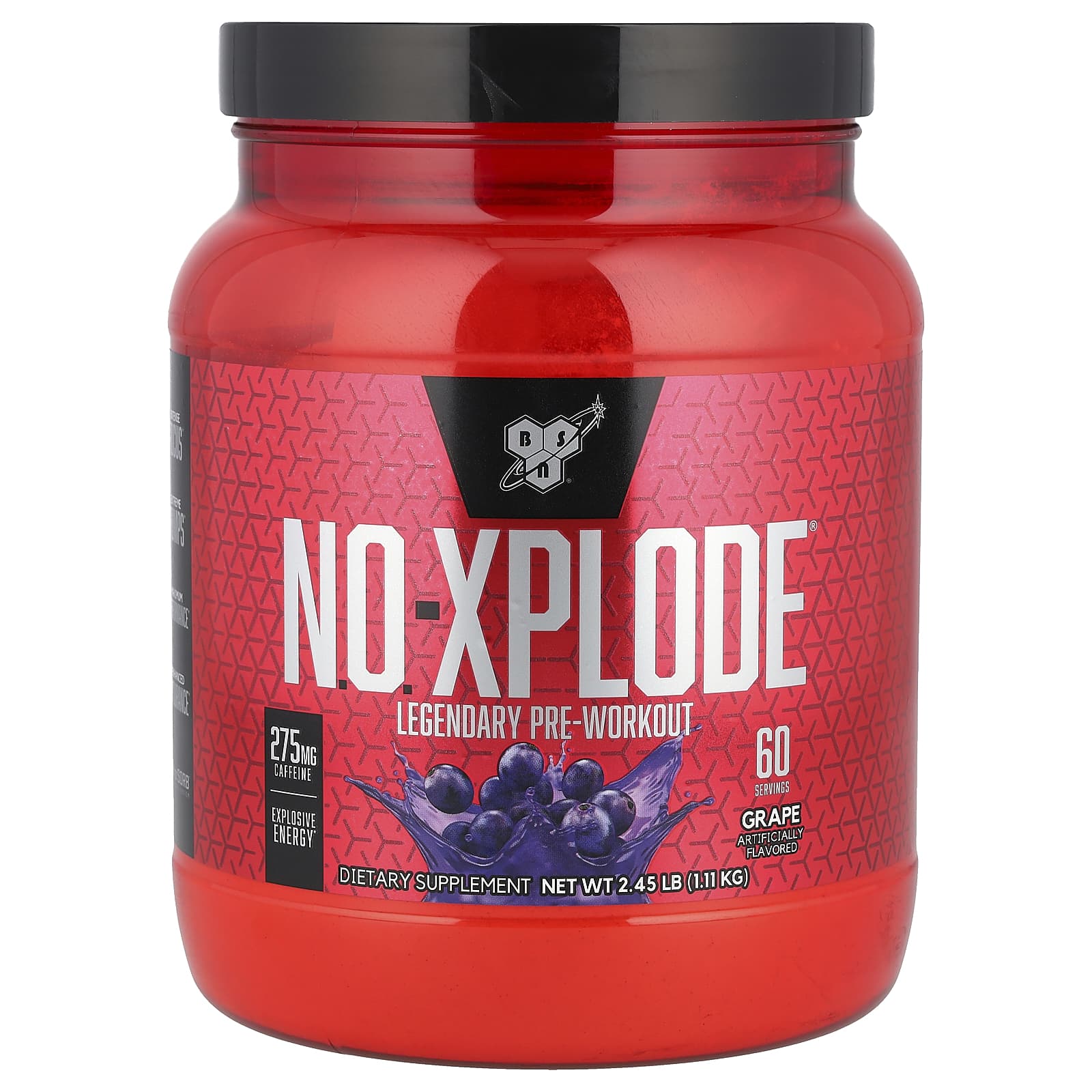 BSN N.O.-Xplode Pre-Workout Powder, Grape, 2.45 lbs - Image 1