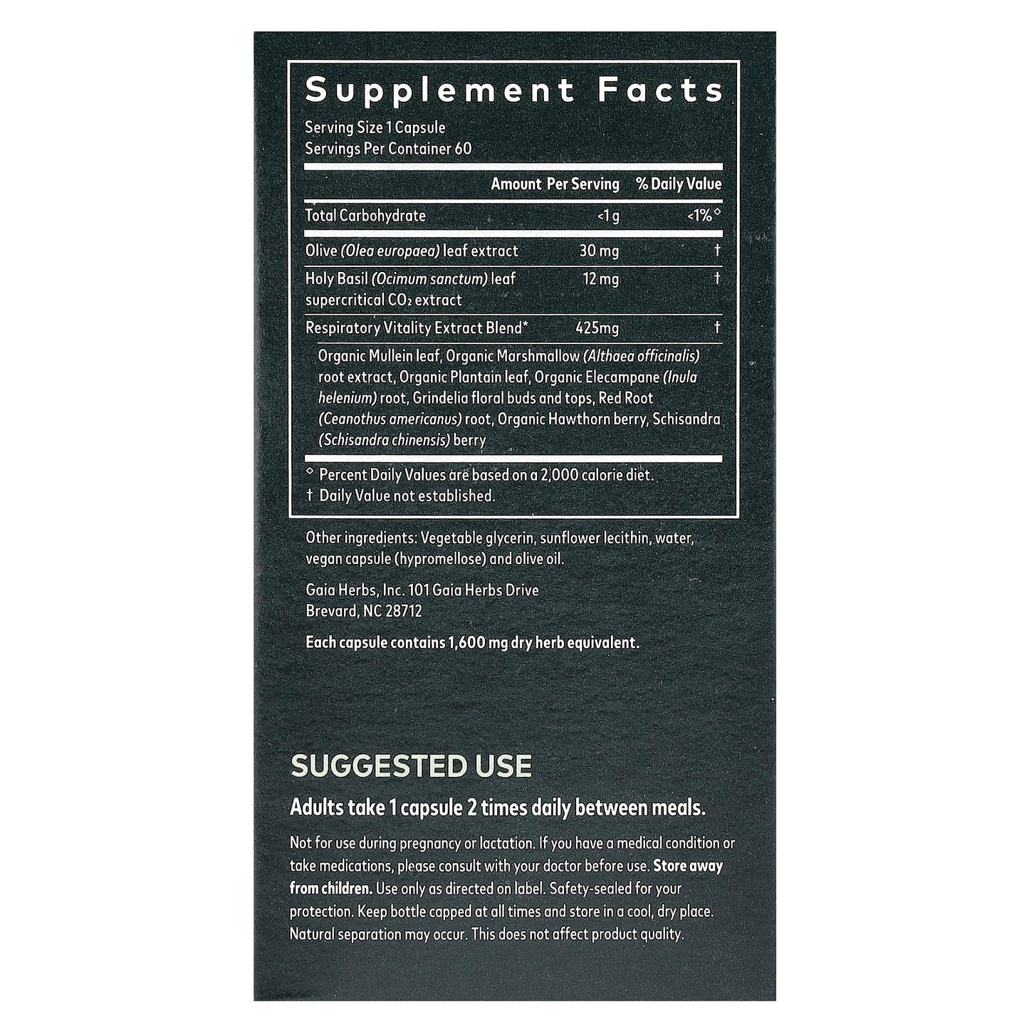 Gaia Herbs Mighty Lungs Respiratory Support Supplement 60 Capsules - Image 2