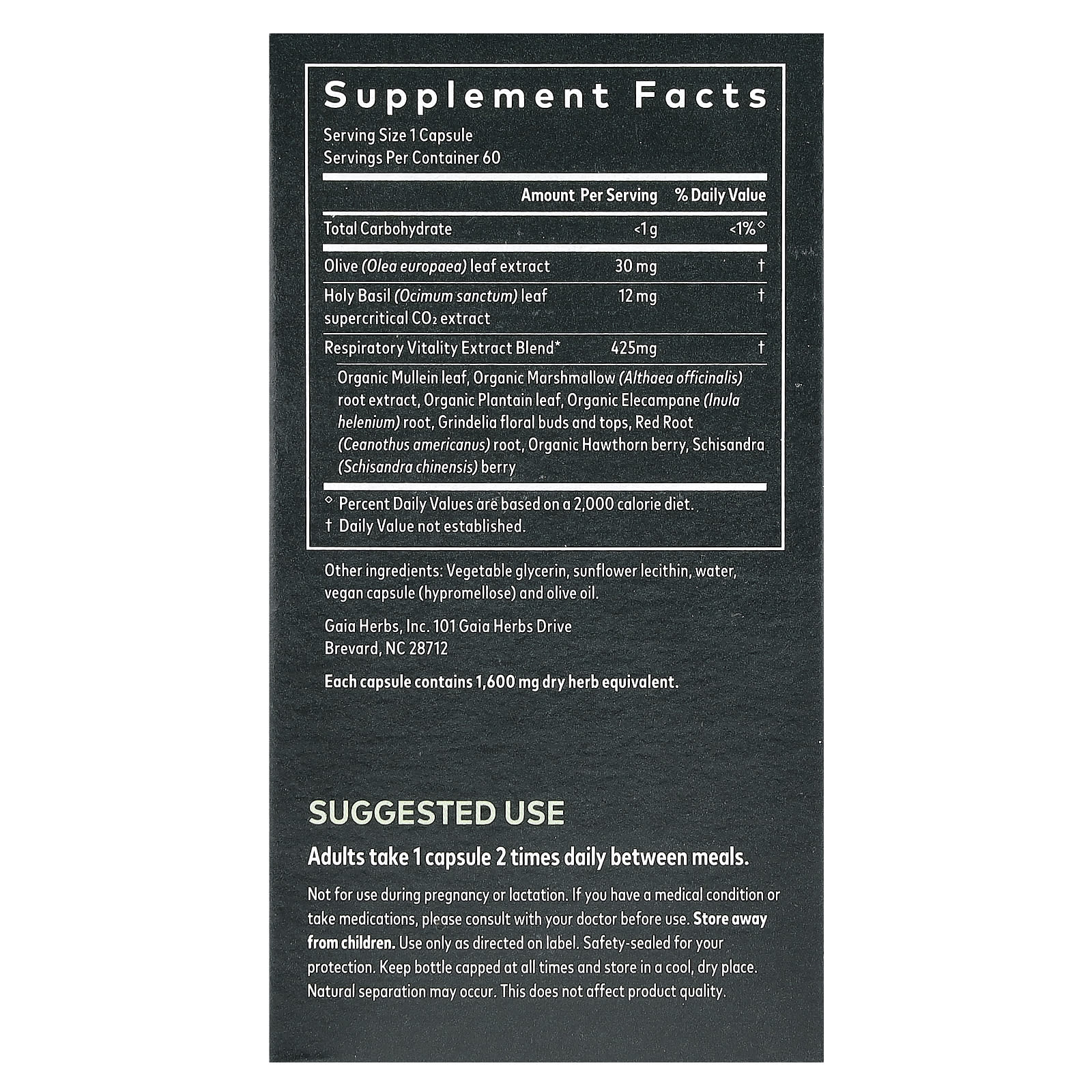 Gaia Herbs Mighty Lungs Respiratory Support Supplement 60 Capsules - Image 2