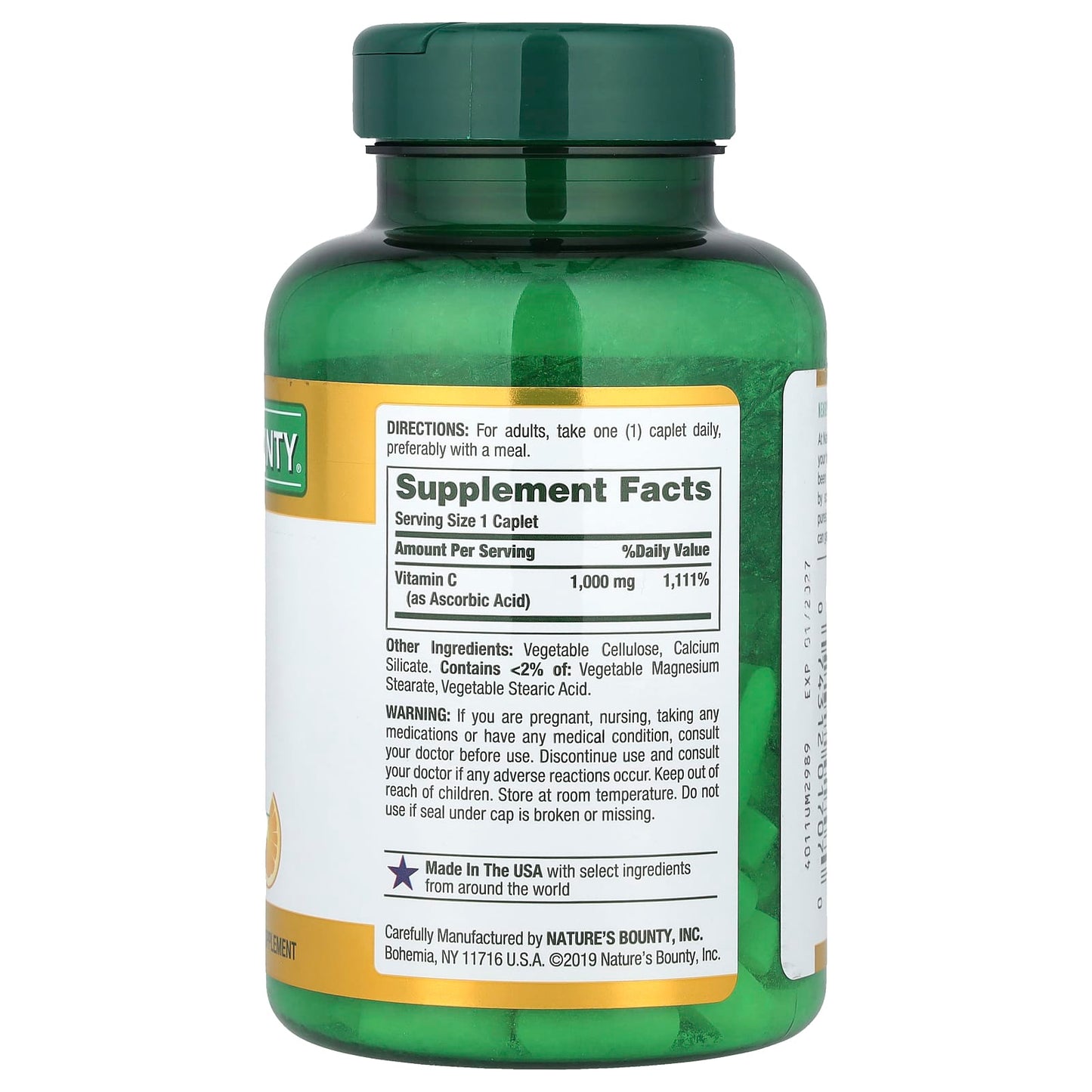 Nature's Bounty, Vitamin C, 1,000 mg, 100 Caplets - Image 2