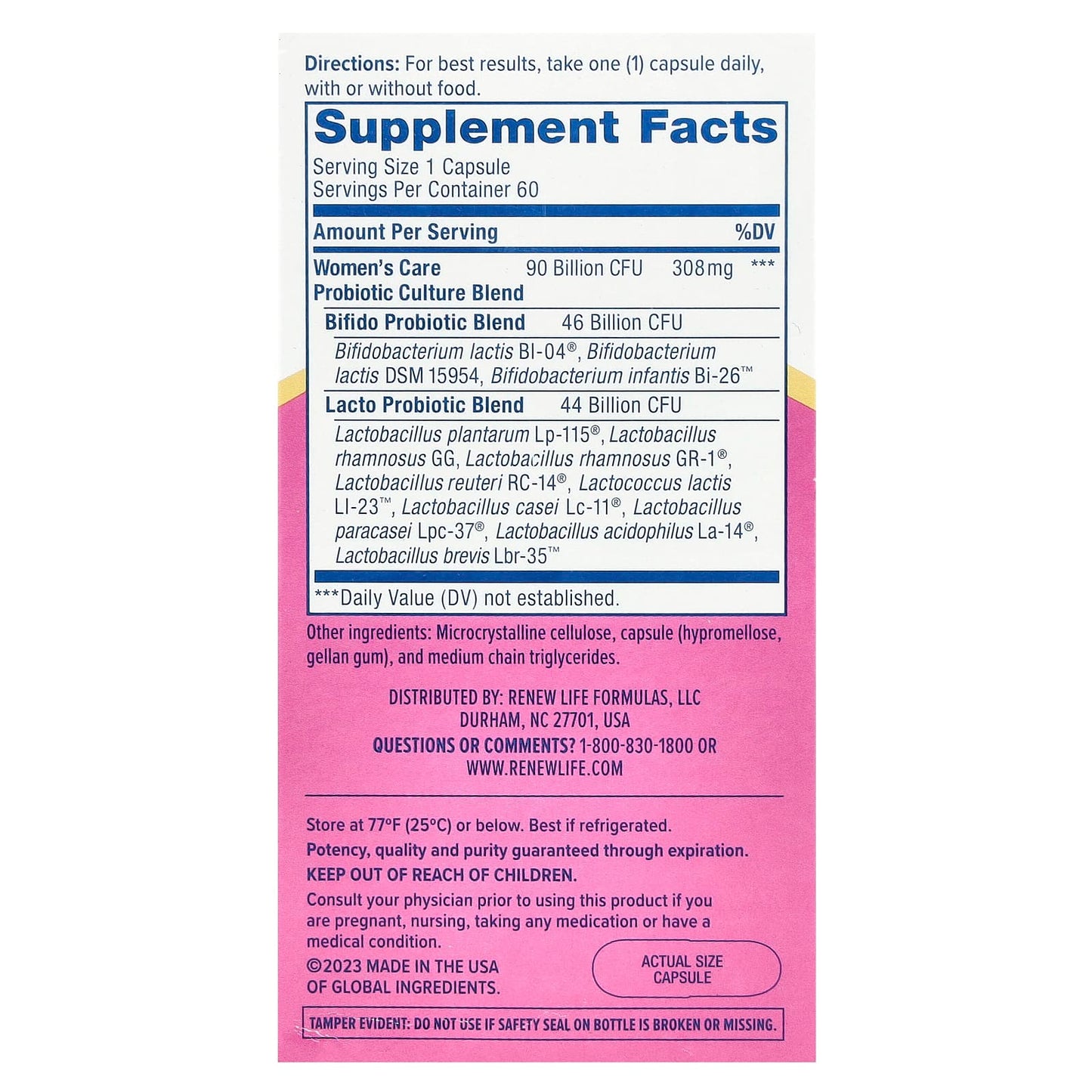Renew Life, Women's Wellness, Women's Care Probiotic, 90 Billion CFU, 60 Vegetarian Capsules - Image 2