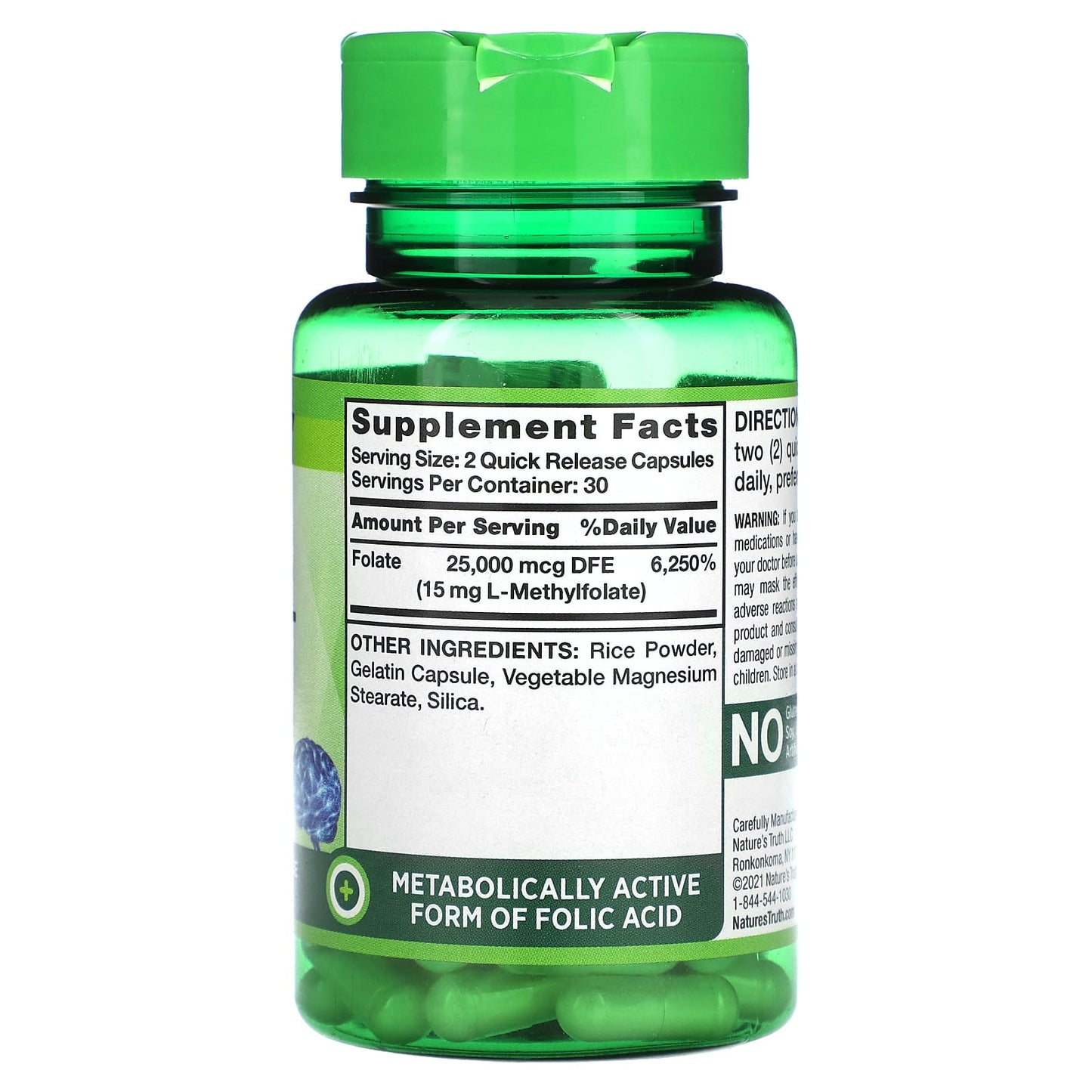 Nature's Truth, Extra Strength L-Methyl Folate, 60 Quick Release Capsules (7.5 mg per Capsule) - Image 2