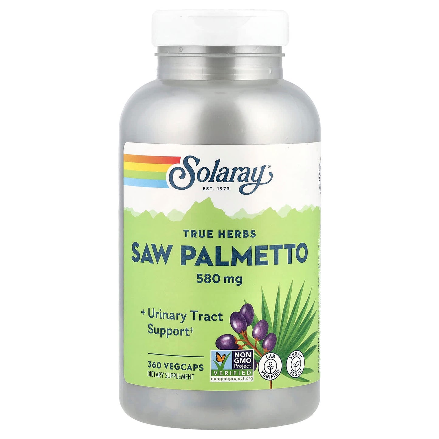 Solaray, True Herbs, Saw Palmetto, 580 mg, 360 VegCaps - Image 1
