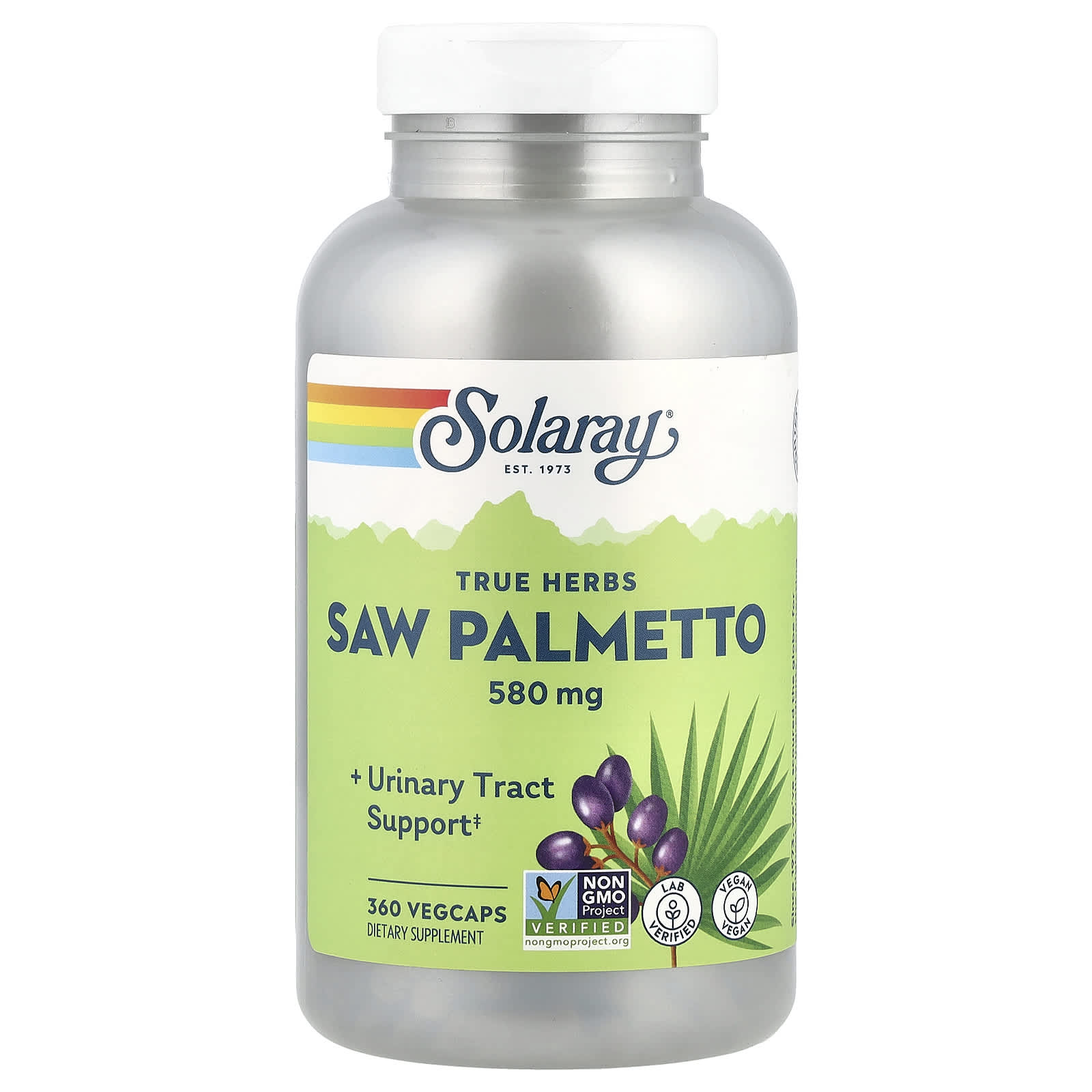 Solaray, True Herbs, Saw Palmetto, 580 mg, 360 VegCaps - Image 1