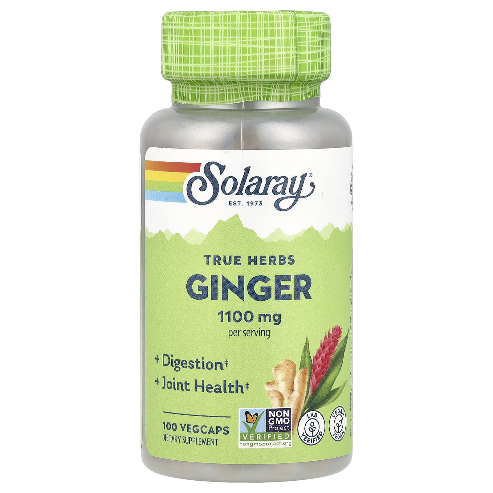 Solaray, True Herbs, Ginger, 100 VegCaps (550 mg per Capsule) - Image 1