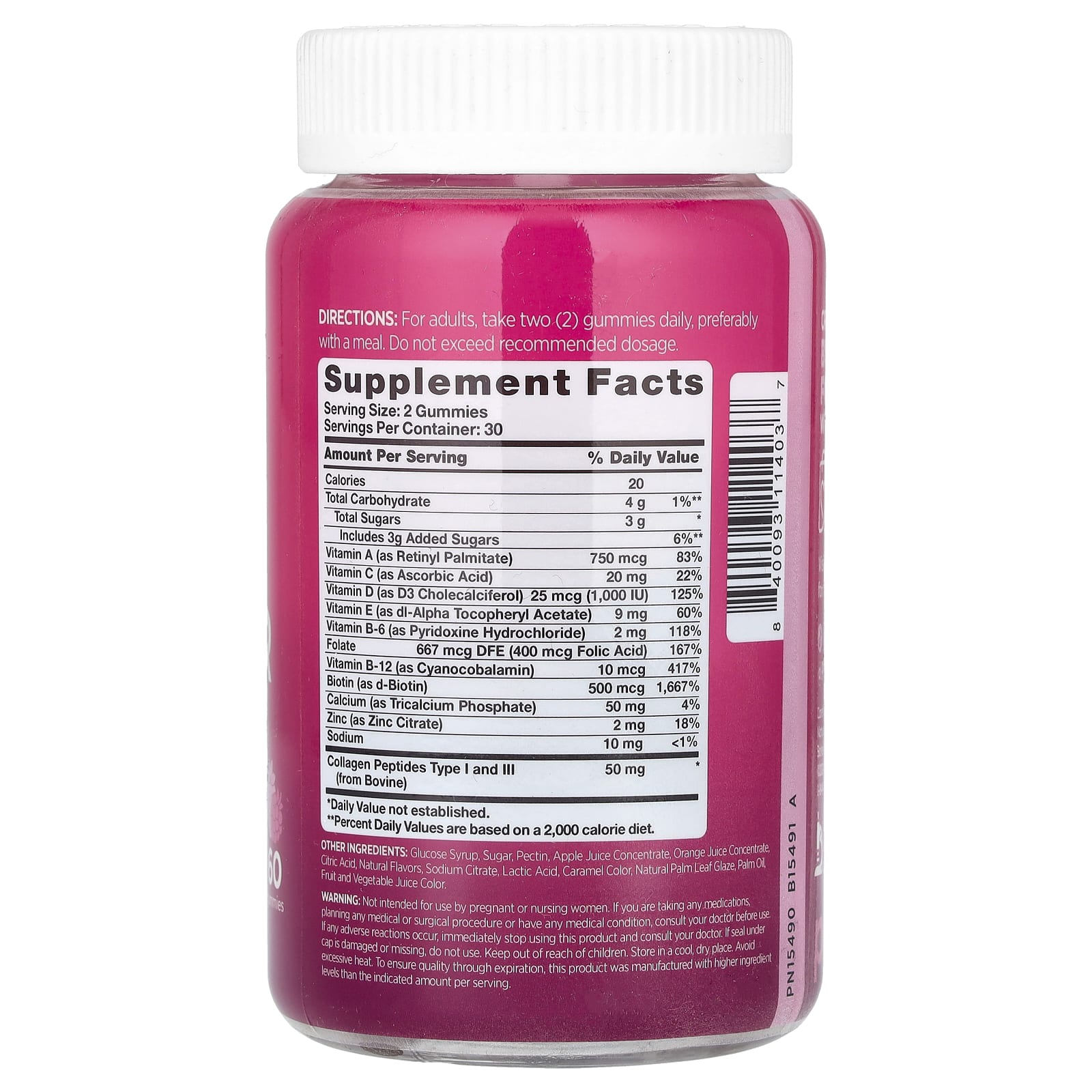 Pink, Multi For Her + Collagen Gummies, Natural Mixed Berry, 60 Gummies - Image 2