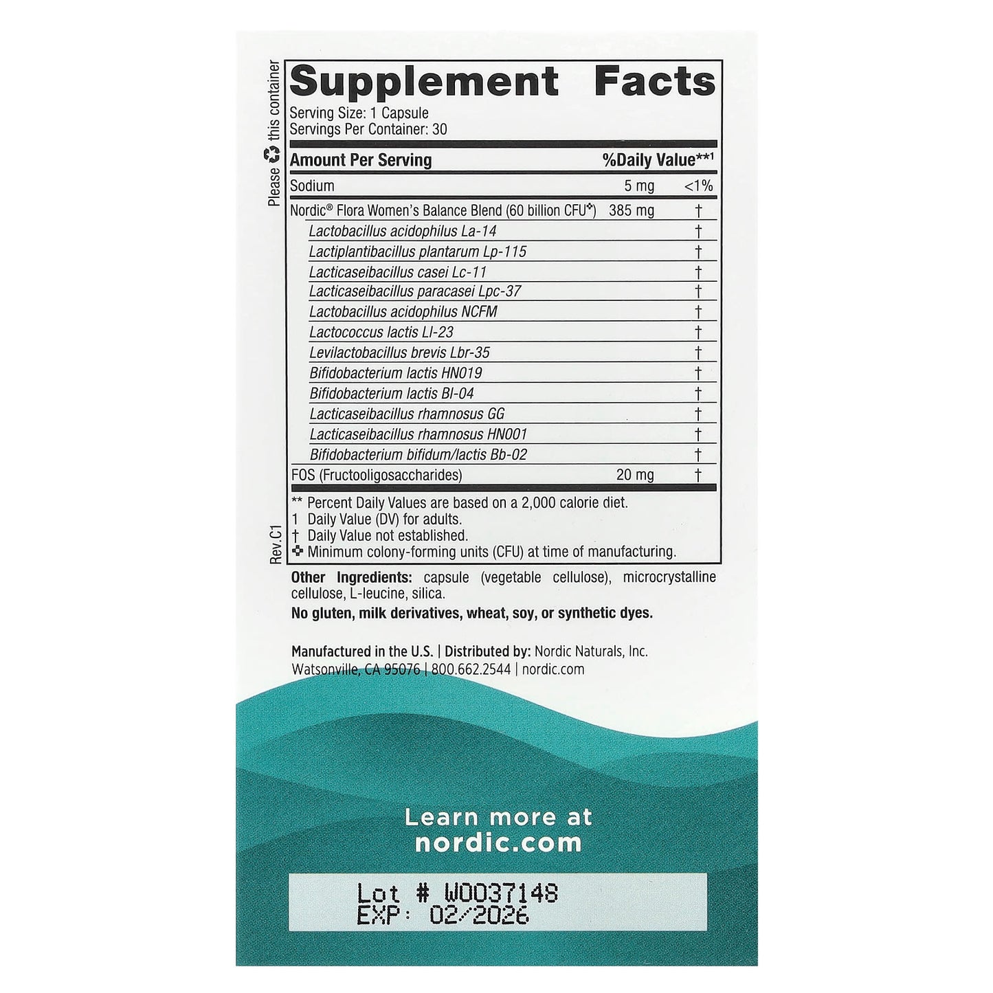 Nordic Naturals, Nordic Flora Probiotic, Women's Balance, 30 Capsules - Image 2