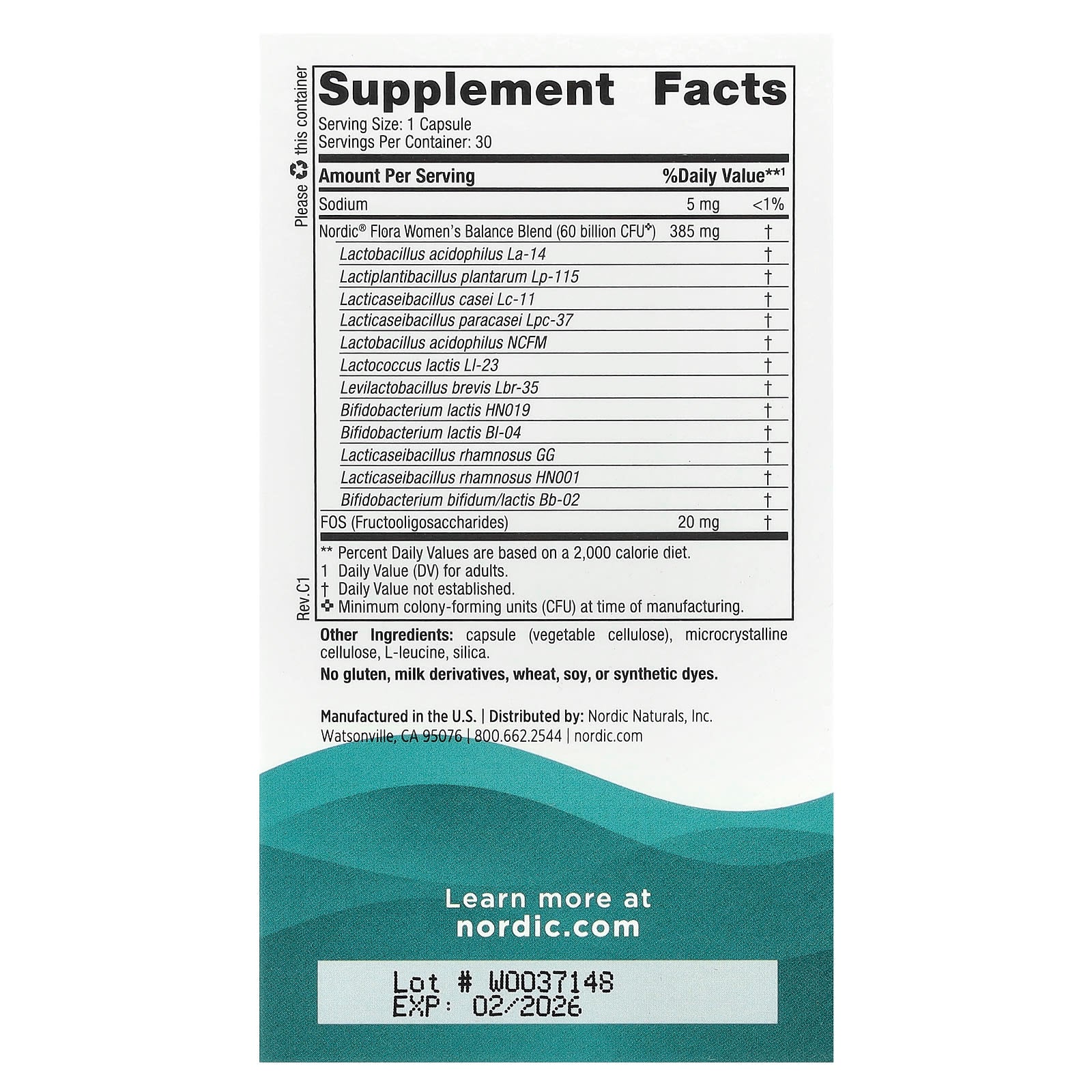 Nordic Naturals, Nordic Flora Probiotic, Women's Balance, 30 Capsules - Image 2