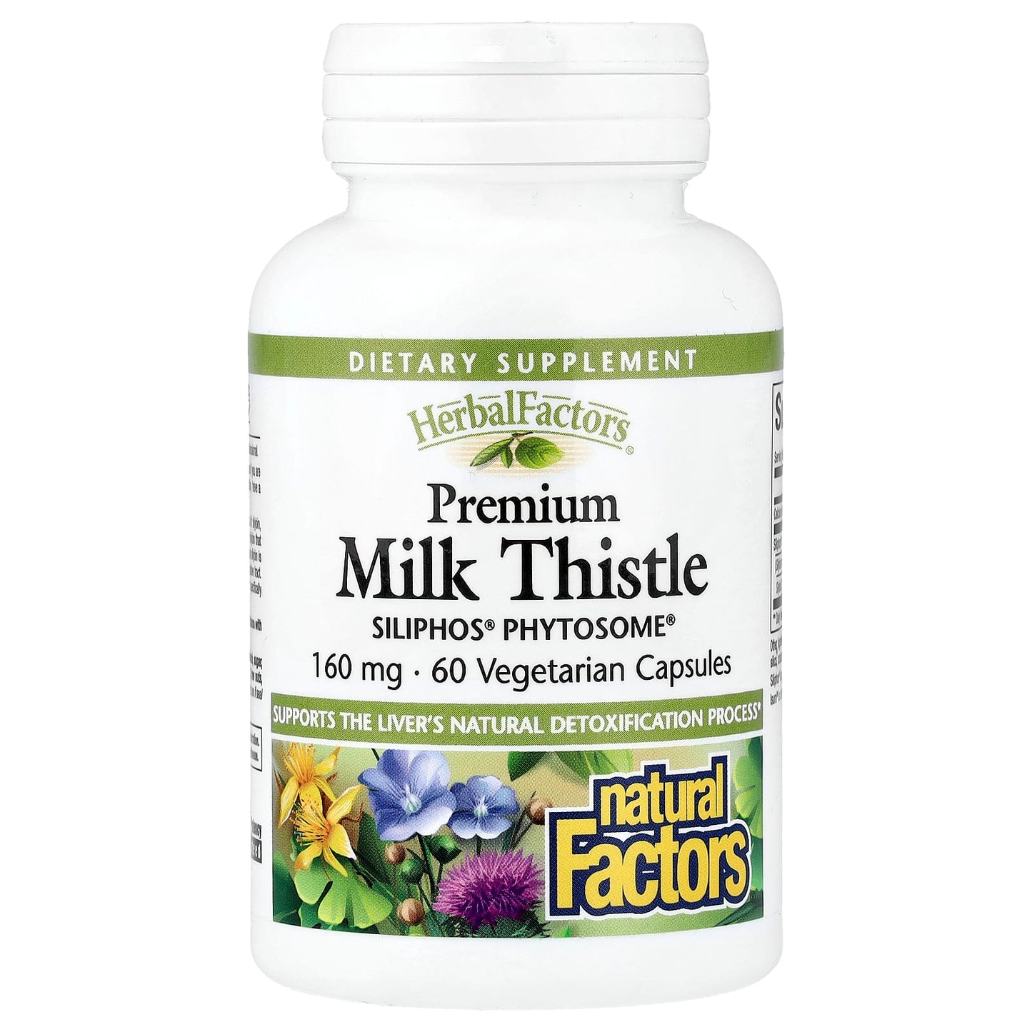 Natural Factors, Herbal Factors®, Premium Milk Thistle, 160 mg, 60 Vegetarian Capsules - Image 1