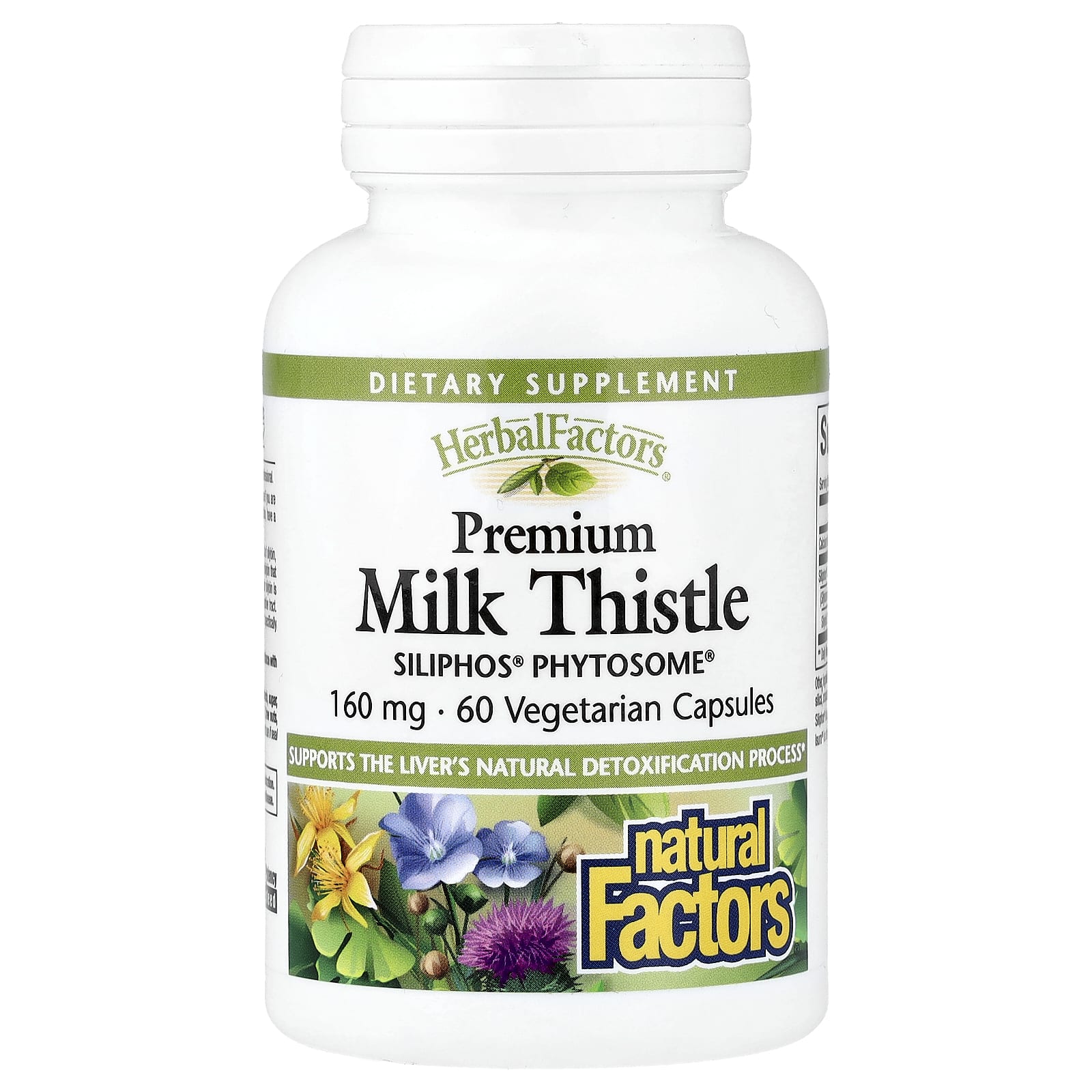Natural Factors, Herbal Factors®, Premium Milk Thistle, 160 mg, 60 Vegetarian Capsules - Image 1