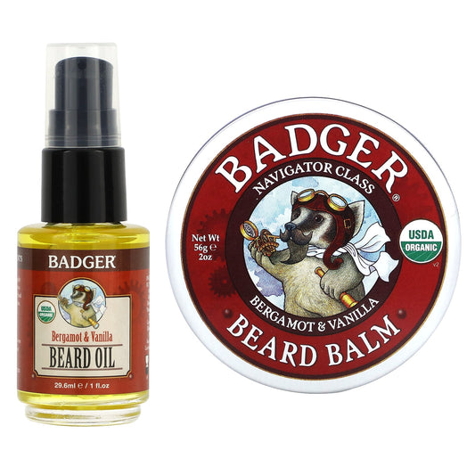 Organic Beard Grooming Kit for Men - Bergamot & Vanilla, 2 Piece - Image 1