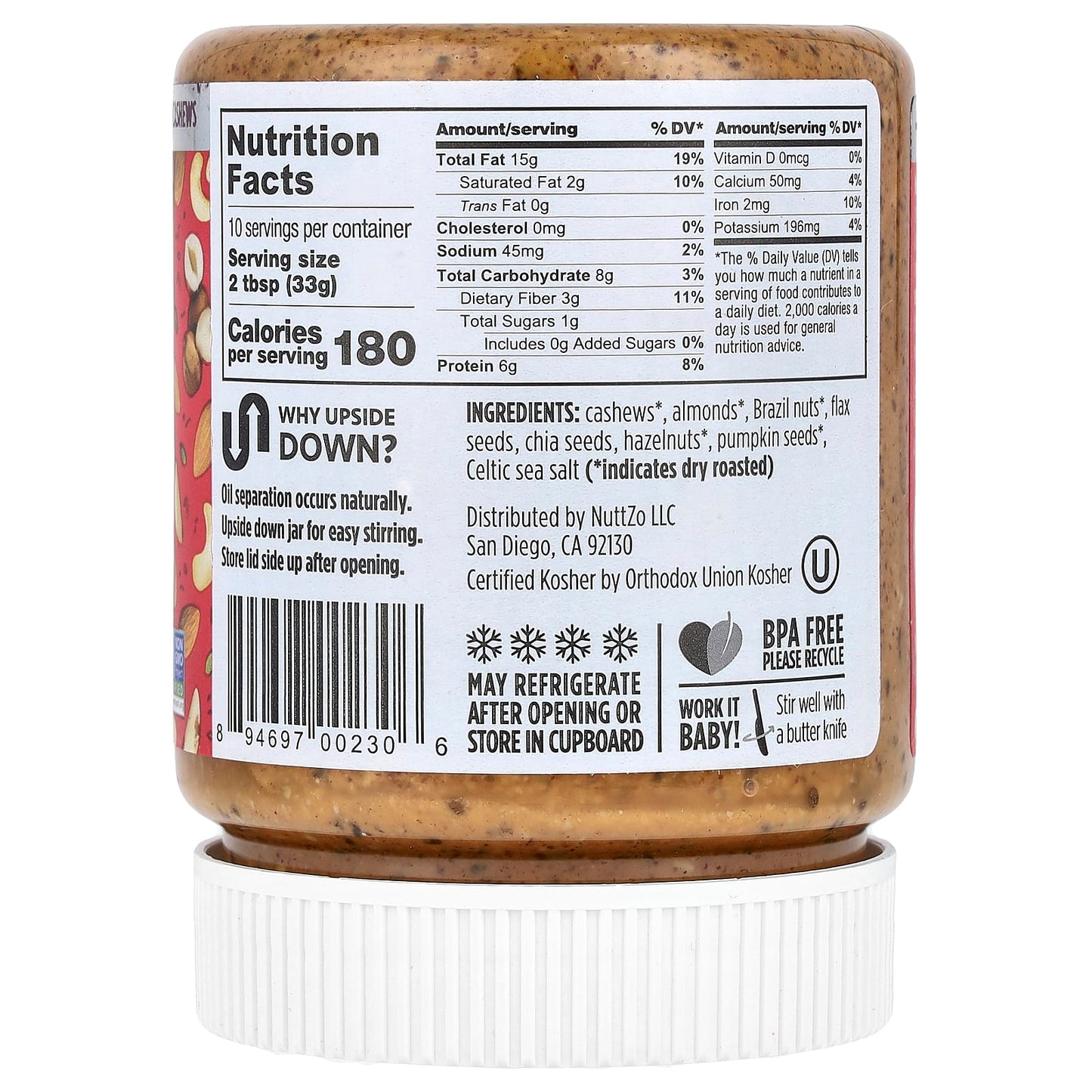 Nuttzo, Power Fuel, 7 Nut & Seed Butter, Crunchy, 12 oz (340 g) - Image 2