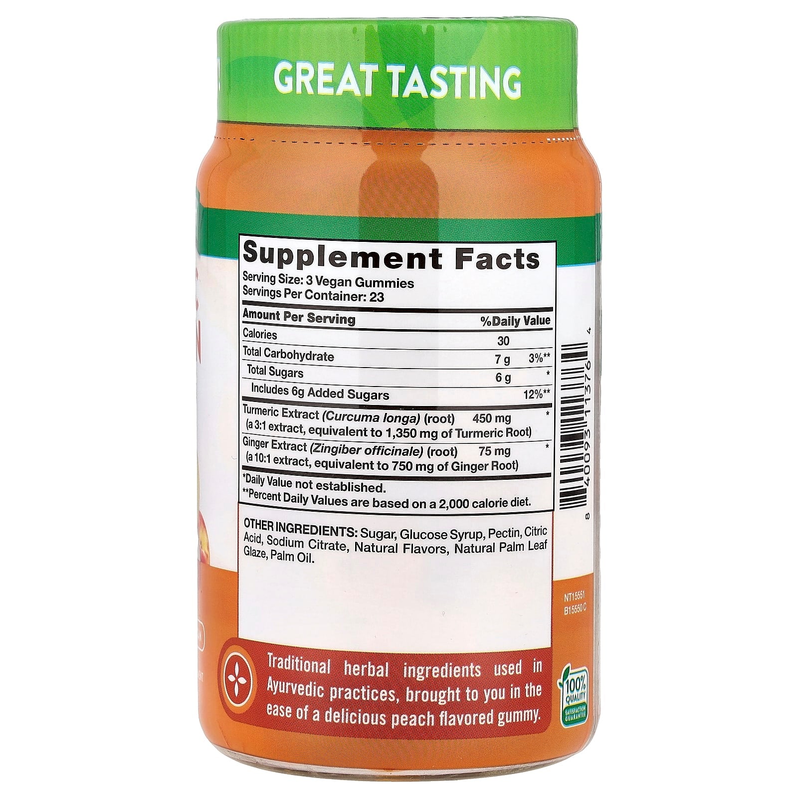 Nature's Truth, Turmeric Curcumin + Ginger Gummies , Delicious Peach, 70 Gummies - Image 2