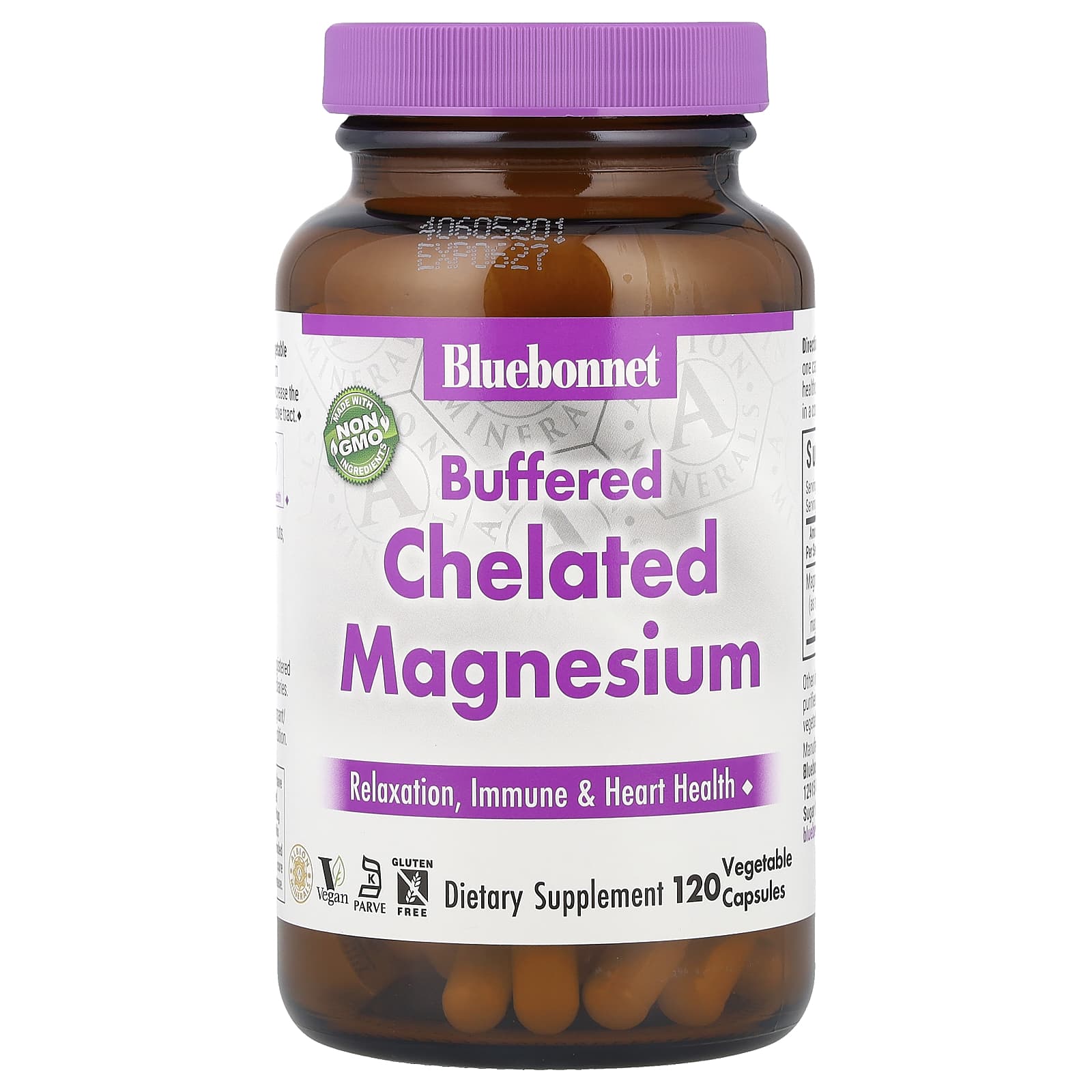 Bluebonnet Buffered Chelated Magnesium, 200mg, 120 Veg Capsules - Image 1