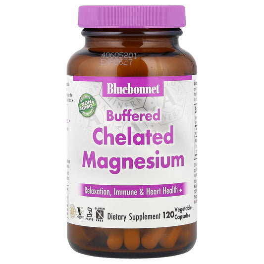 Bluebonnet Buffered Chelated Magnesium, 200mg, 120 Veg Capsules - Image 1