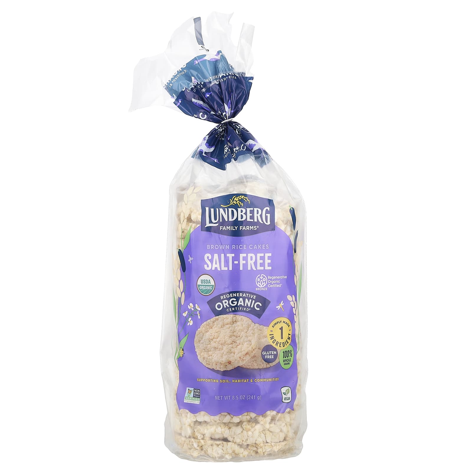 Lundberg, Organic Brown Rice Cakes, Salt-Free, 8.5 oz (241 g) - Image 1