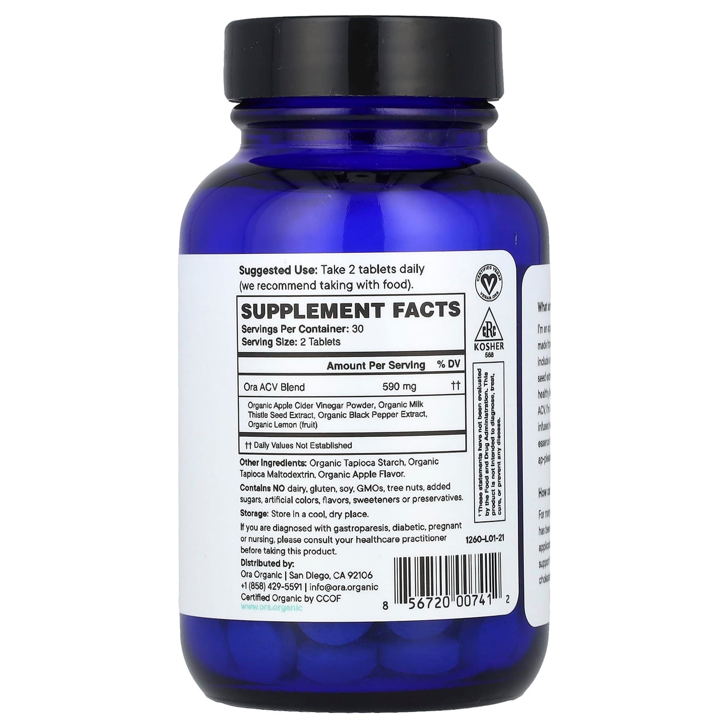 Ora, Appley Ever After, Apple Cider Vinegar, 60 Tablets - Image 2