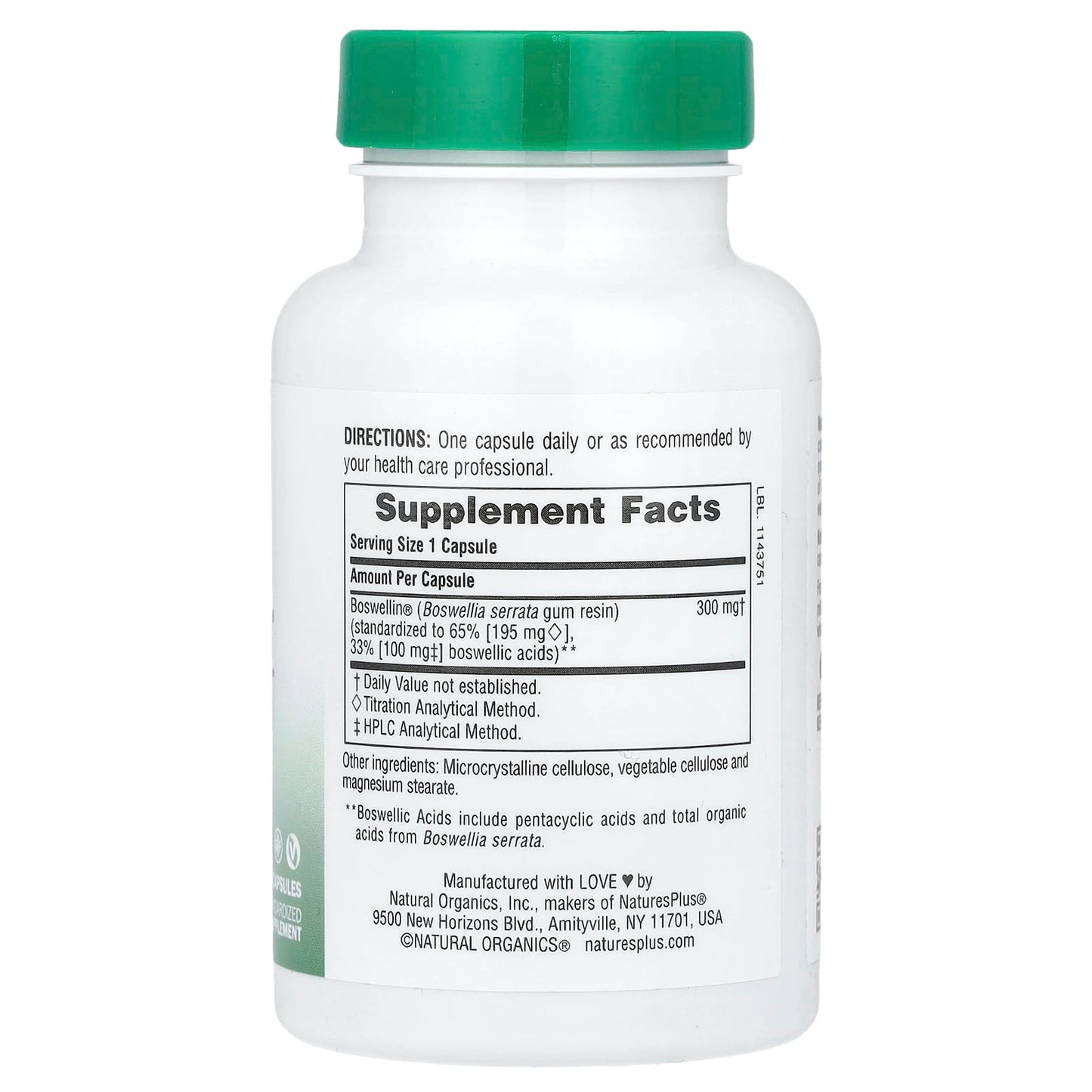 NaturesPlus, Herbal Actives, Boswellin®, 300 mg, 60 Capsules