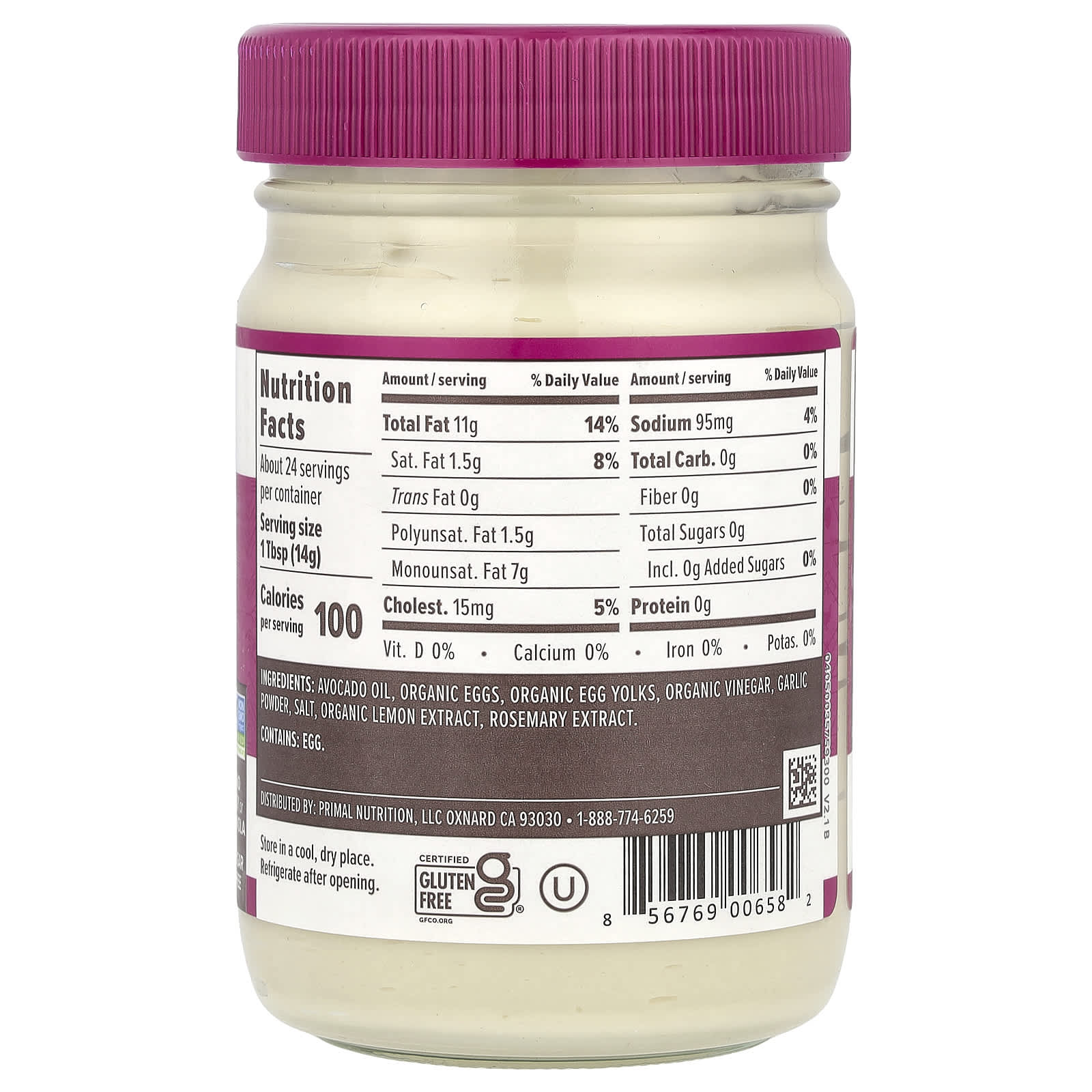Primal Kitchen, Real Mayonnaise Made with Avocado Oil, Garlic Aioli,  12 fl oz (355 ml) - Image 2