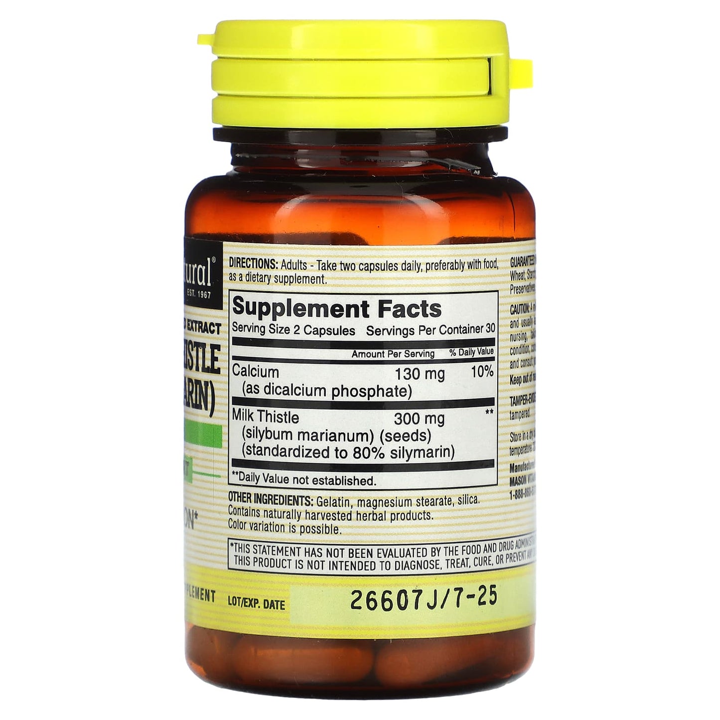 Mason Natural, Milk Thistle (Silymarin), Standardized Extract, 60 Capsules - Image 2