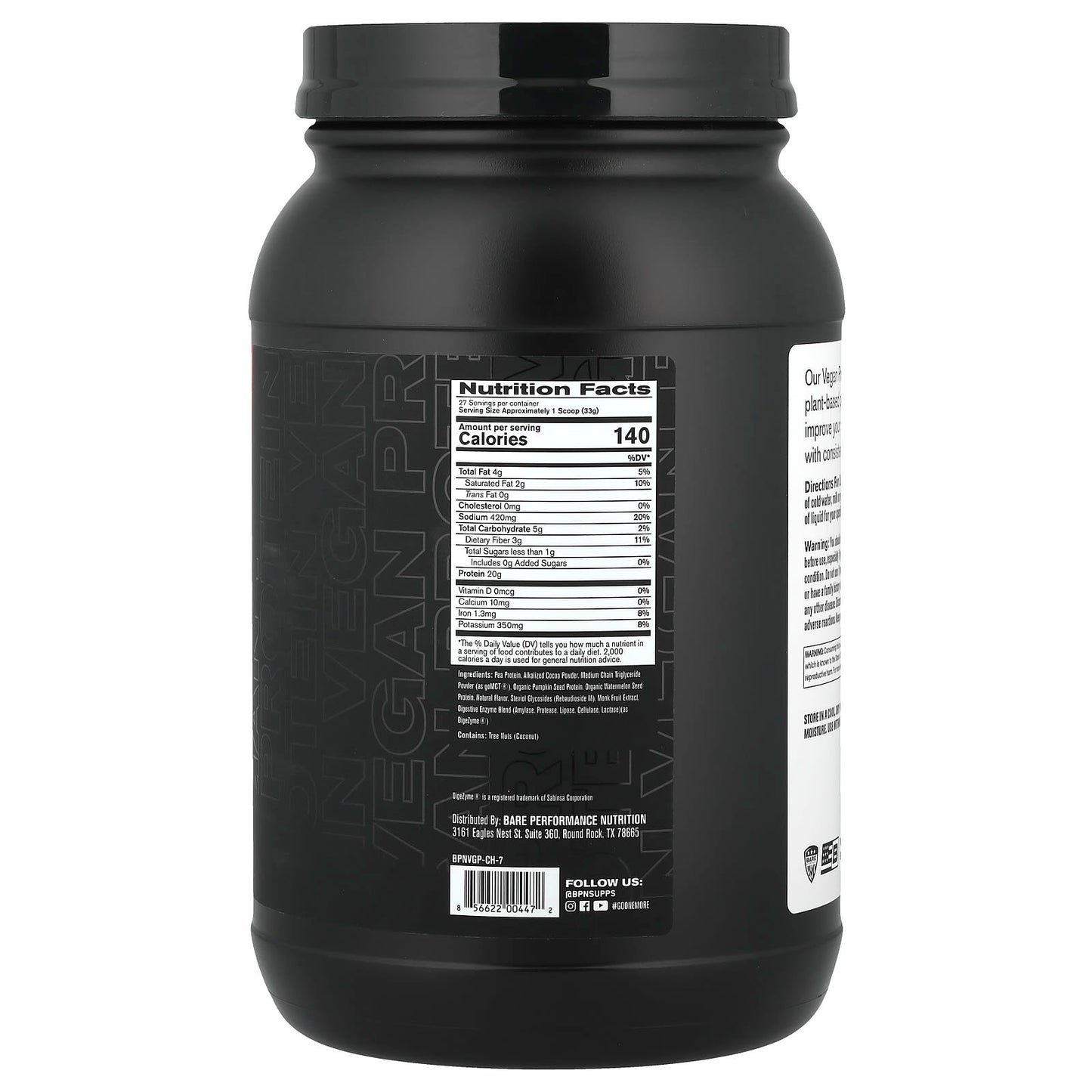 BPN Vegan Chocolate Protein Powder - Build Muscle Naturally - Image 2