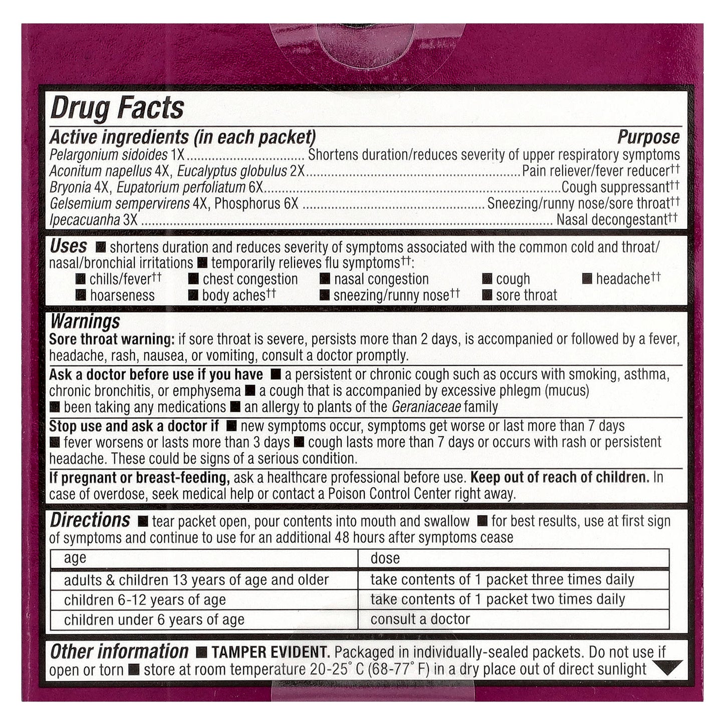 Nature's Way, Umcka®, Cold + Flu Relief, Ages 6+, Berry, 6 Boxes, 10 Packets Each - Image 2