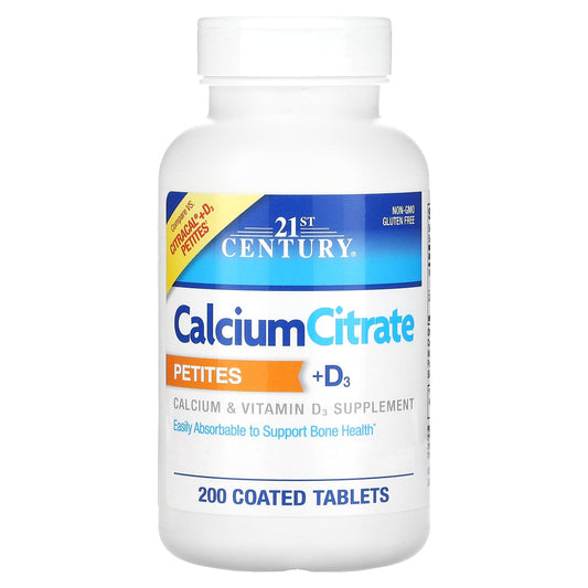 Calcium Citrate Petites + D3, 200 Coated Tablets for Stronger Bones - Image 1