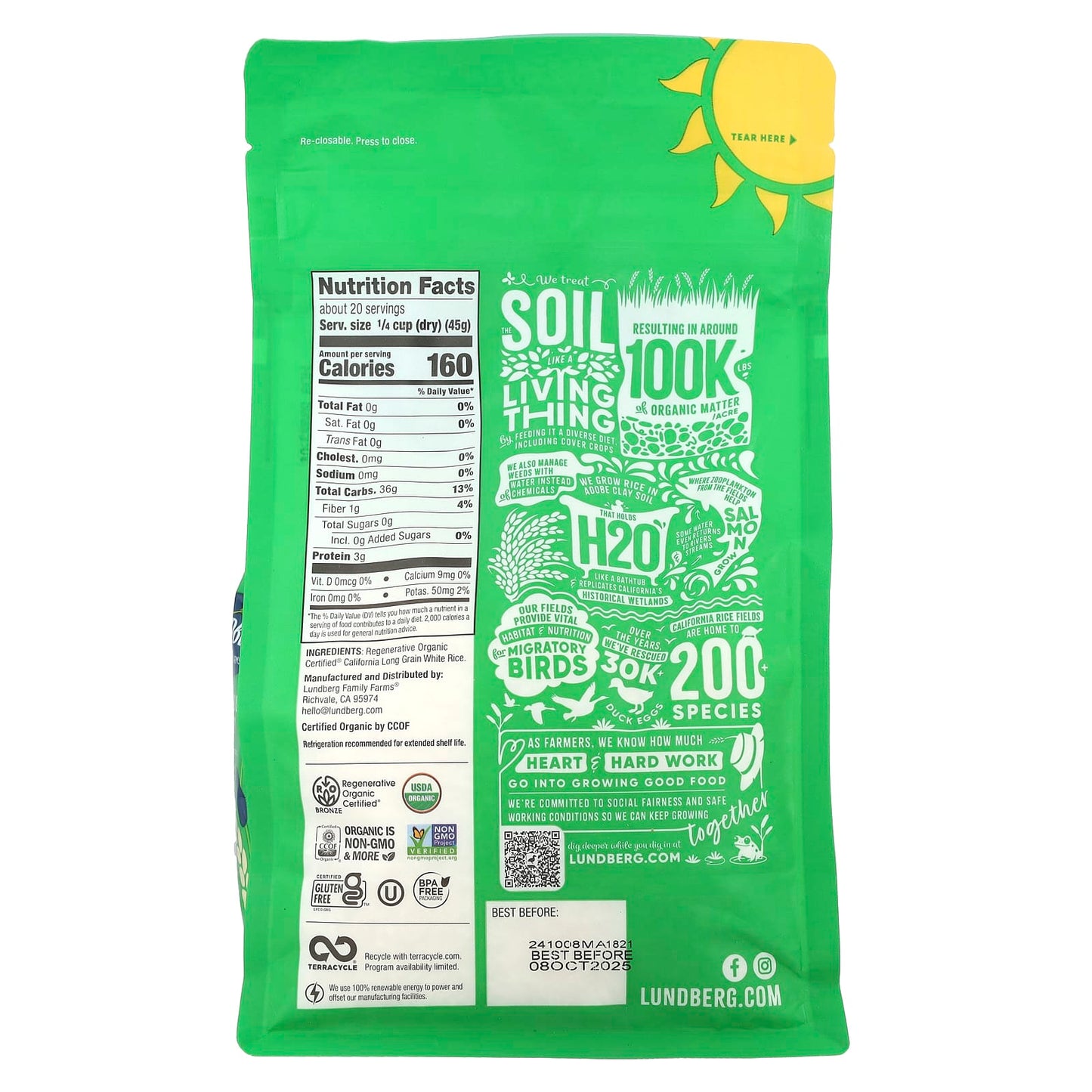 Lundberg, Organic White Long Grain Rice, 32 oz (907 g) - Image 2