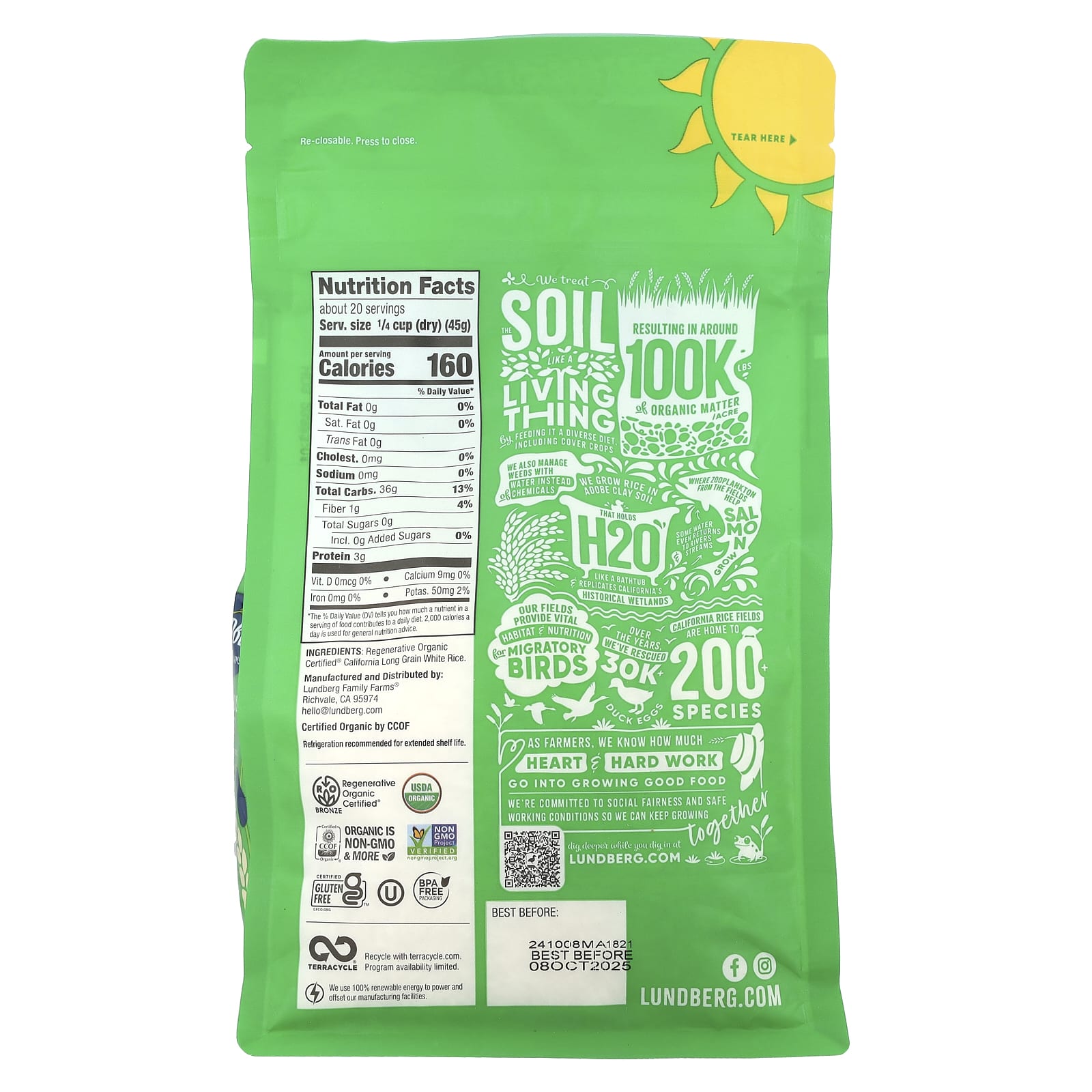 Lundberg, Organic White Long Grain Rice, 32 oz (907 g) - Image 2
