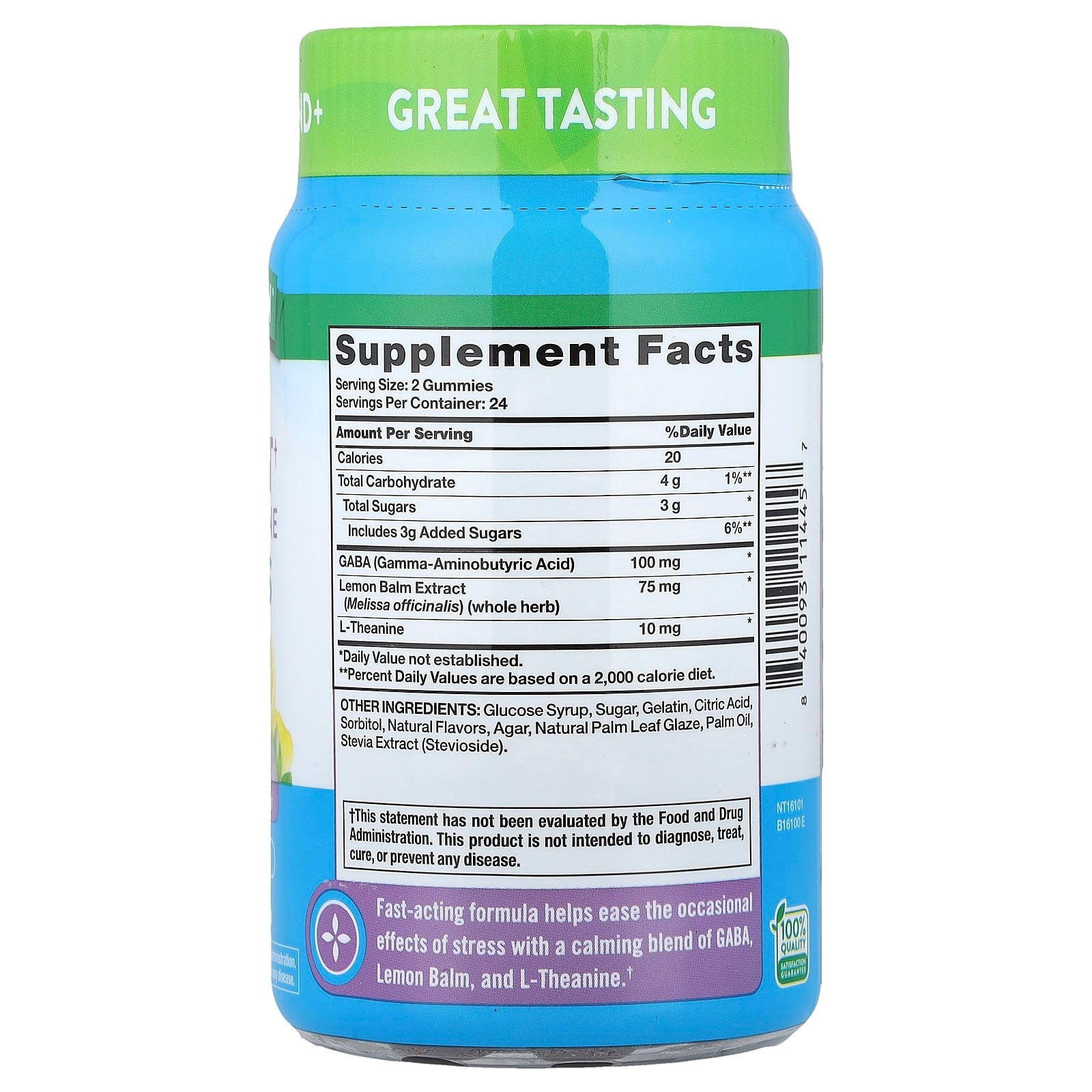 Nature's Truth, Stress Support + GABA, L-Theanine, Lemon & Strawberry, 48 Gummies - Image 2