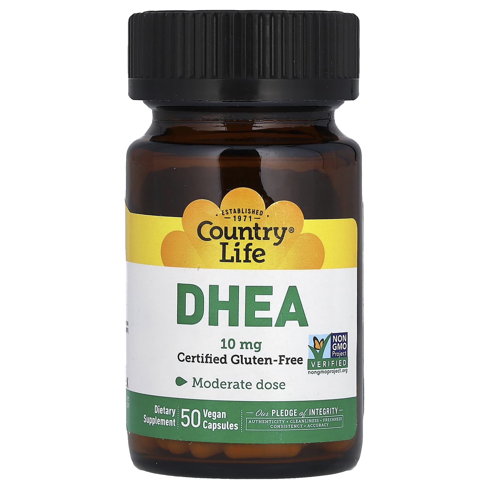 <Country Life 10mg DHEA 50 Vegan Capsules for Hormone Balance & Anti-Aging> - Image 1