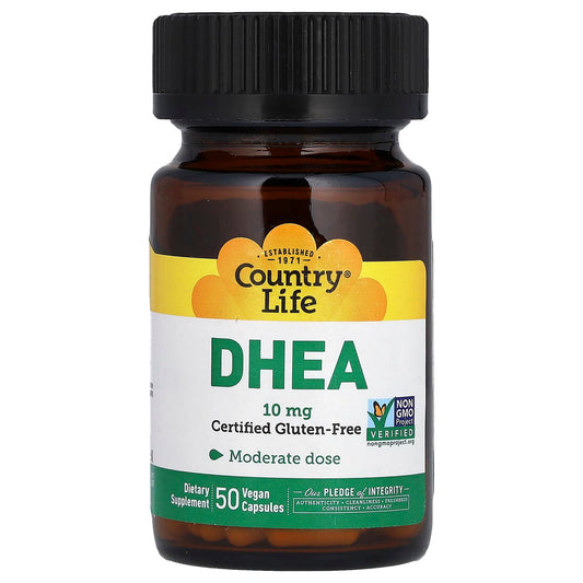 <Country Life 10mg DHEA 50 Vegan Capsules for Hormone Balance & Anti-Aging> - Image 1