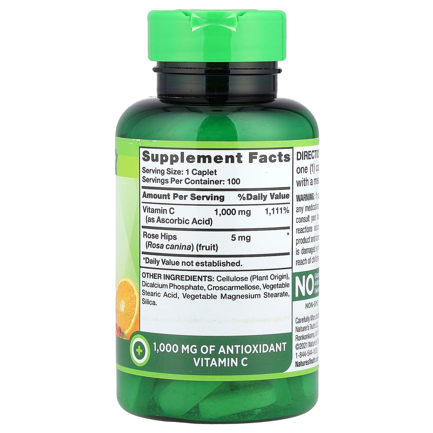 Nature's Truth, Vitamin C Plus Wild Rose Hips, 100 Caplets - Image 2