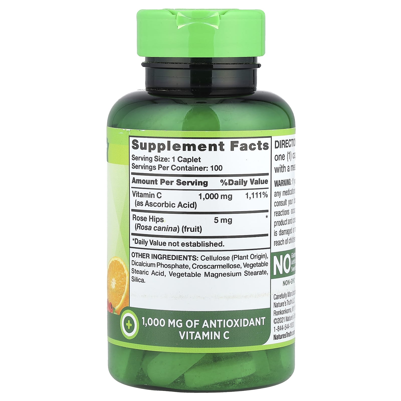 Nature's Truth, Vitamin C Plus Wild Rose Hips, 100 Caplets - Image 2
