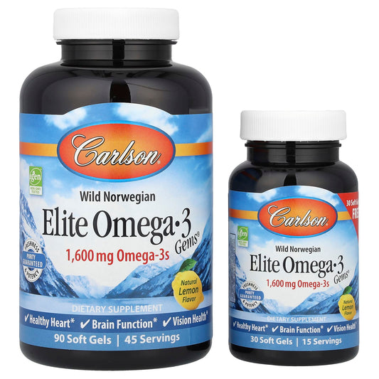 Wild Norwegian Omega-3 Fish Oil 120 Soft Gels, 1600mg, Lemon Flavor - Image 1