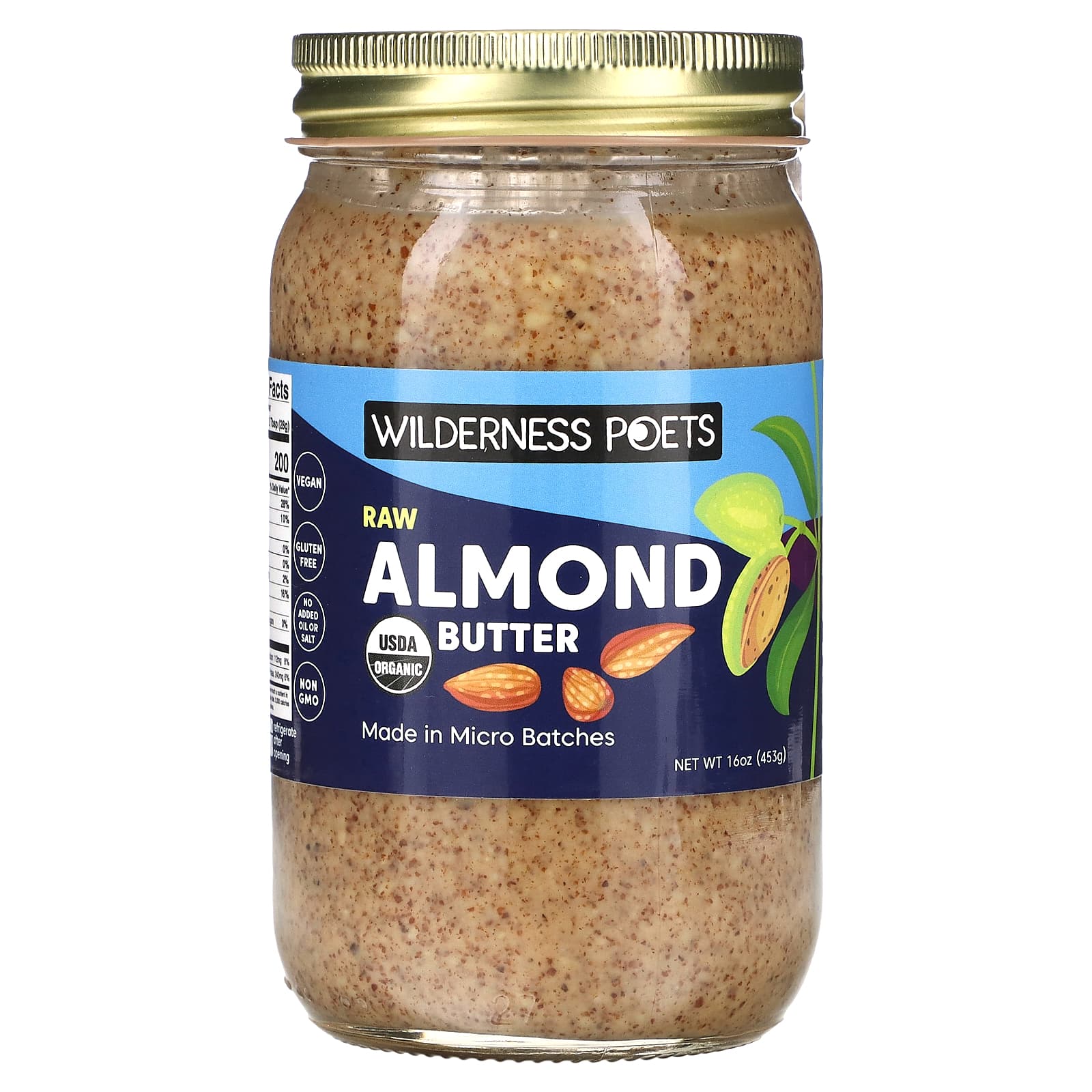 Wilderness Poets, Organic Raw Almond Butter, 16 oz (453 g) - Image 1