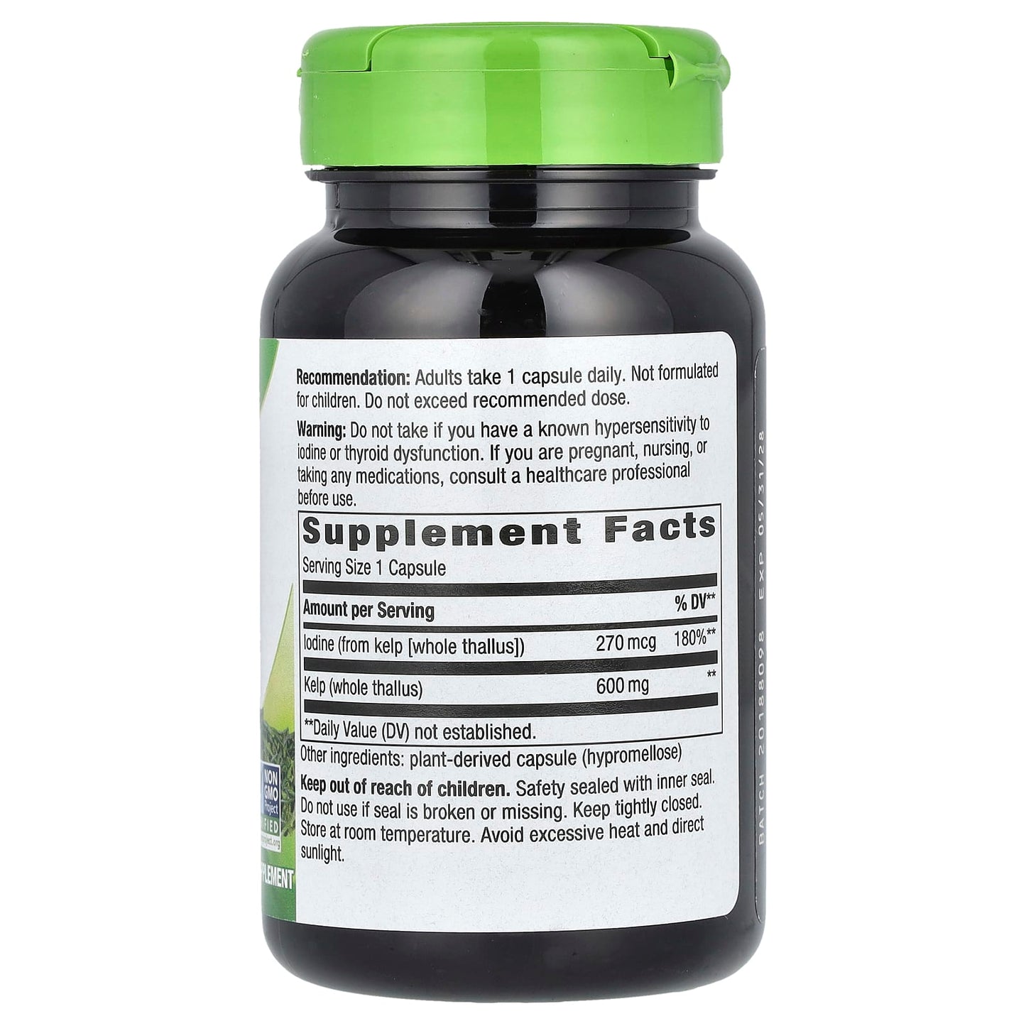 Nature's Way, Kelp, Whole Thallus, 600 mg, 100 Vegan Capsules - Image 2