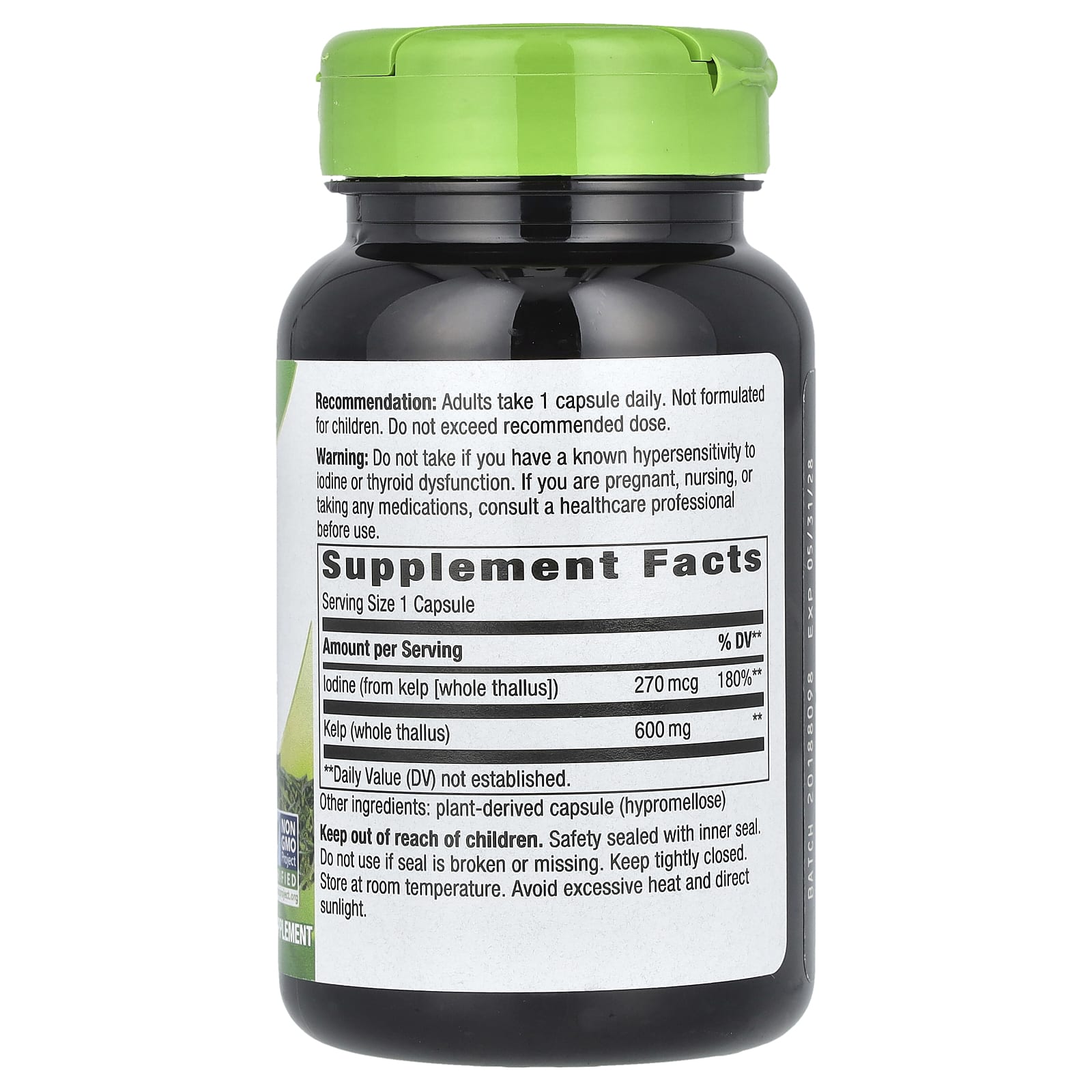 Nature's Way, Kelp, Whole Thallus, 600 mg, 100 Vegan Capsules - Image 2