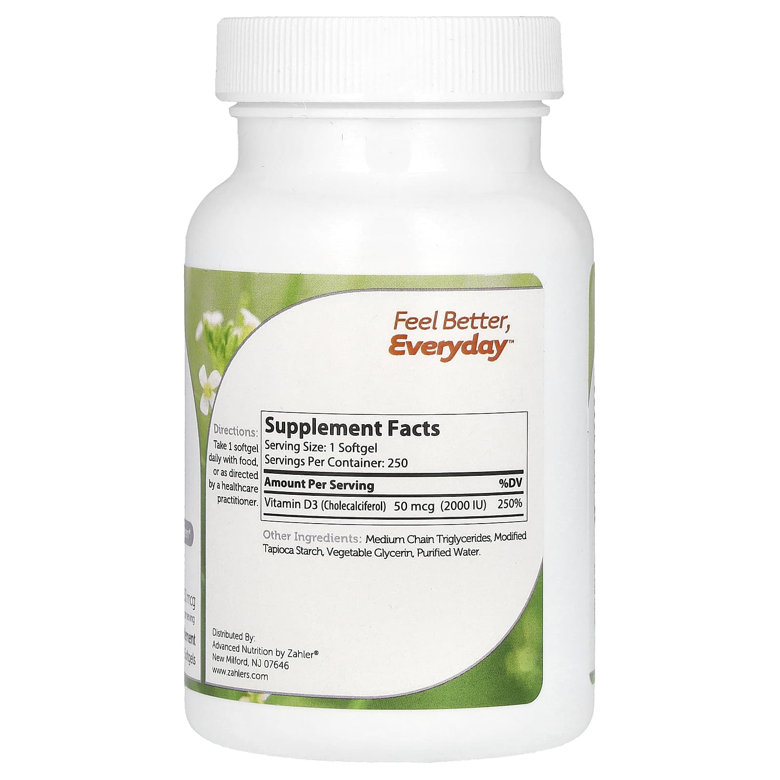 Zahler, Vitamin D3, 50 mcg (2,000 IU), 250 Softgels - Image 2