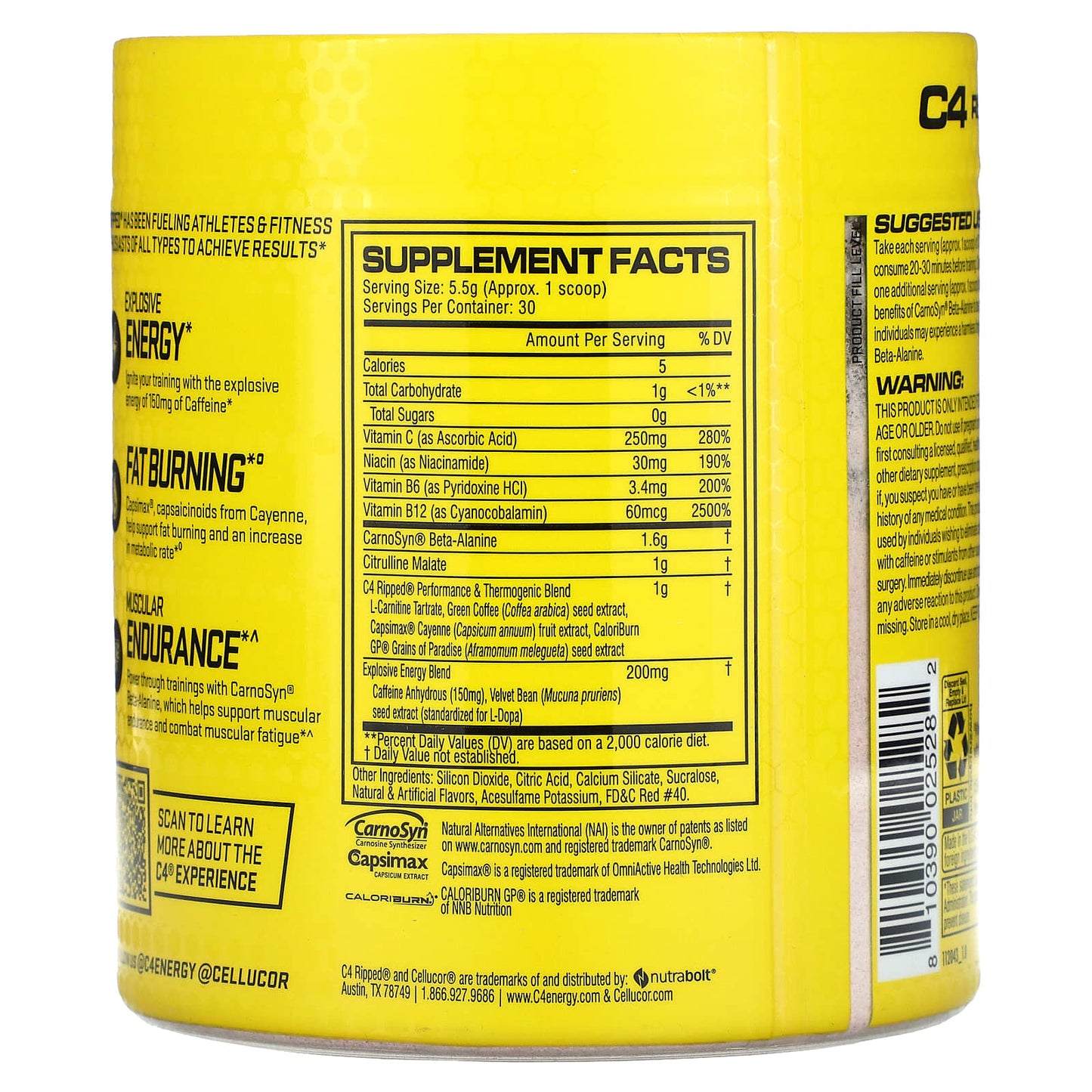 C4 Ripped Fruit Punch Pre-Workout for Energy & Fat Burning - Image 2