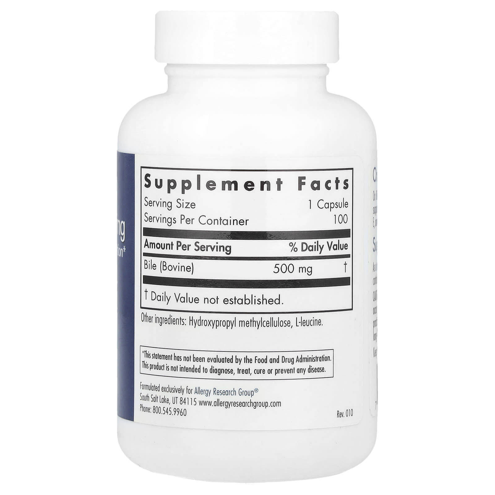 Allergy Research Group Ox Bile 500mg 100 Vegicaps - Image 2