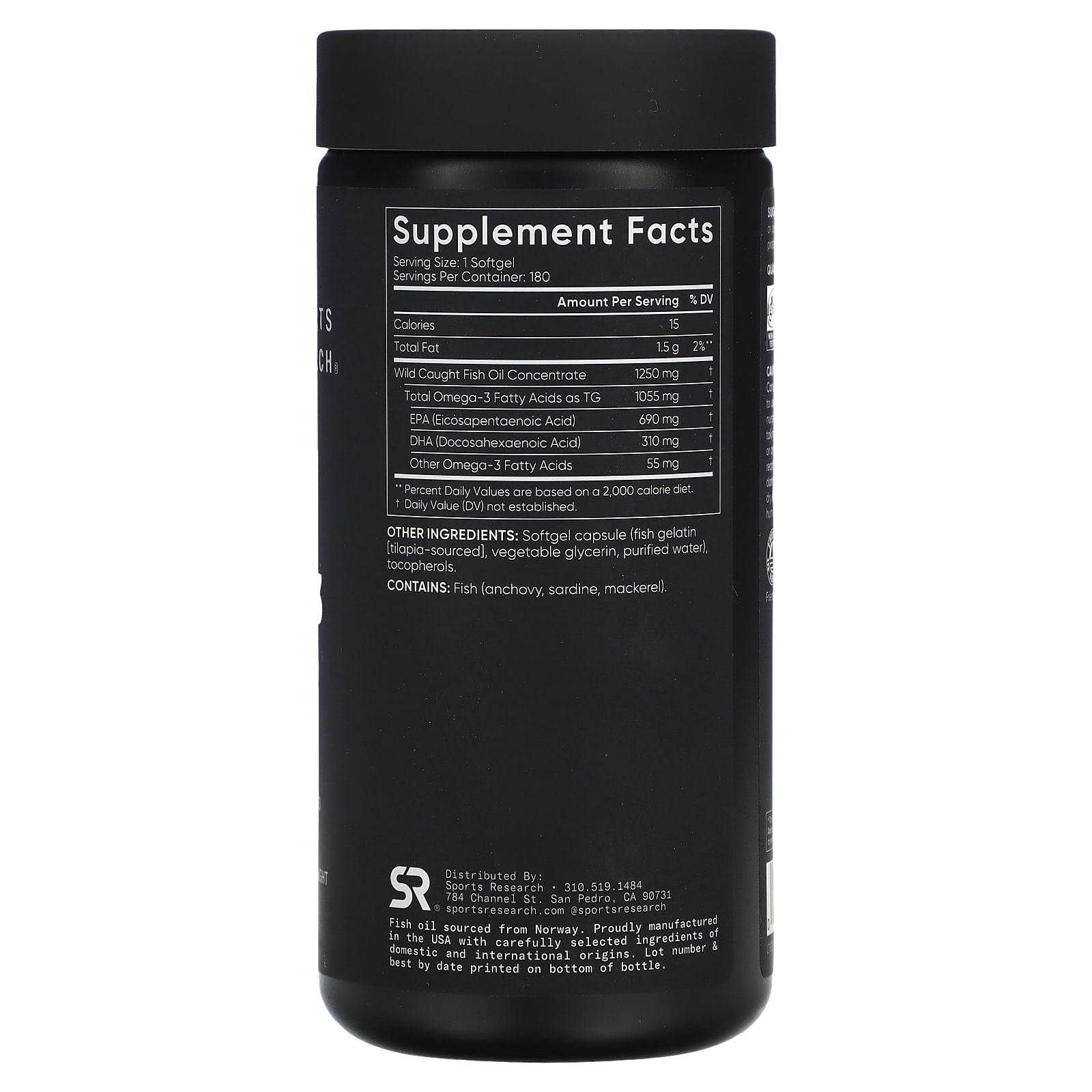 Sports Research, Omega-3 Fish Oil, Triple Strength, 180 Softgels - Image 2