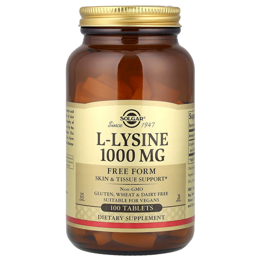 Solgar, L-Lysine, Free Form, 1,000 mg, 100 Tablets - Image 1