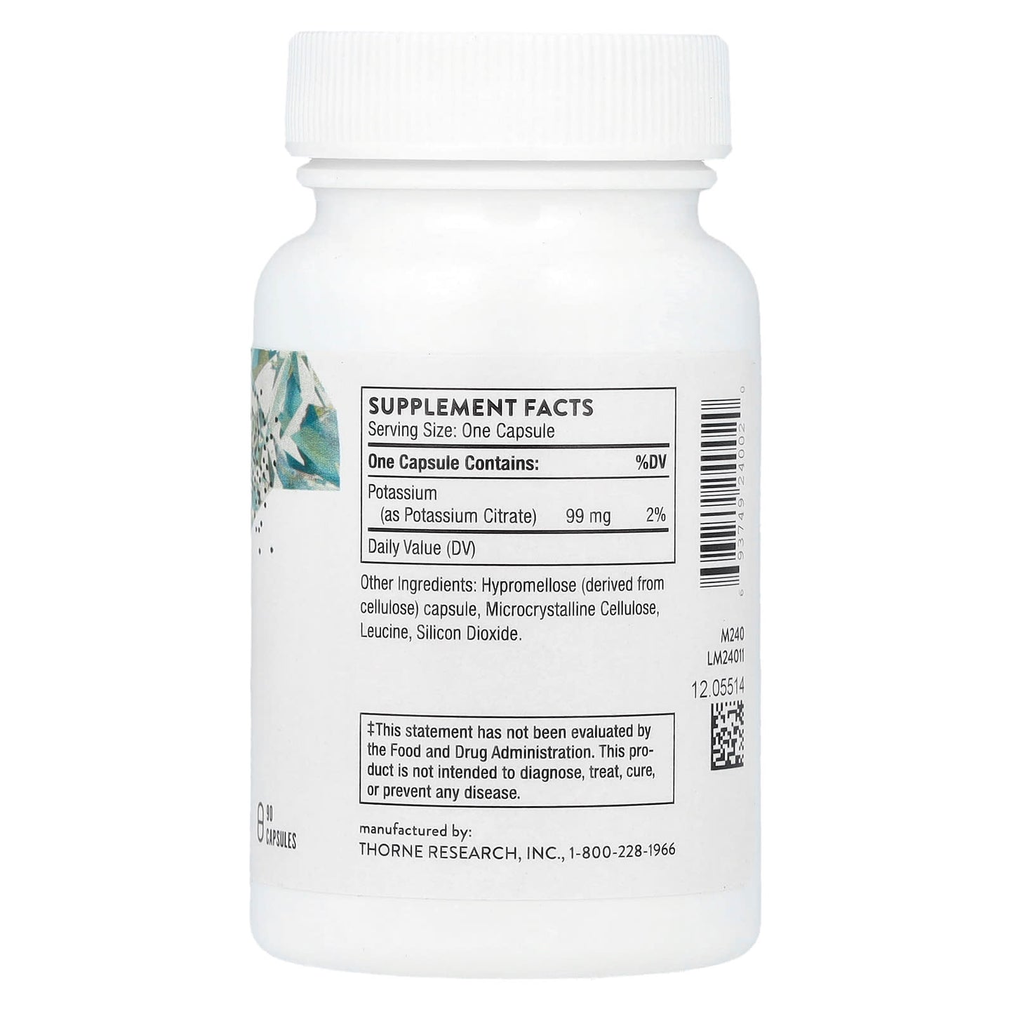 Thorne, Potassium Citrate, 90 Capsules (99 mg per Capsule) - Image 2