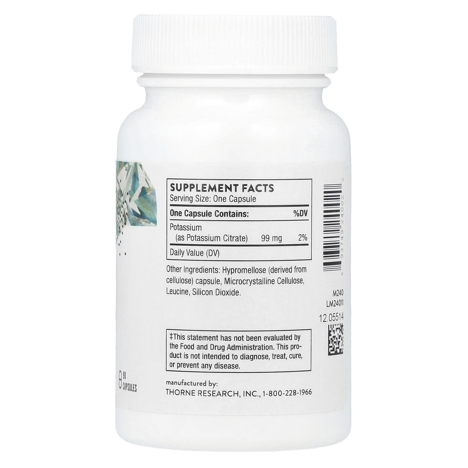 Thorne, Potassium Citrate, 90 Capsules (99 mg per Capsule) - Image 2