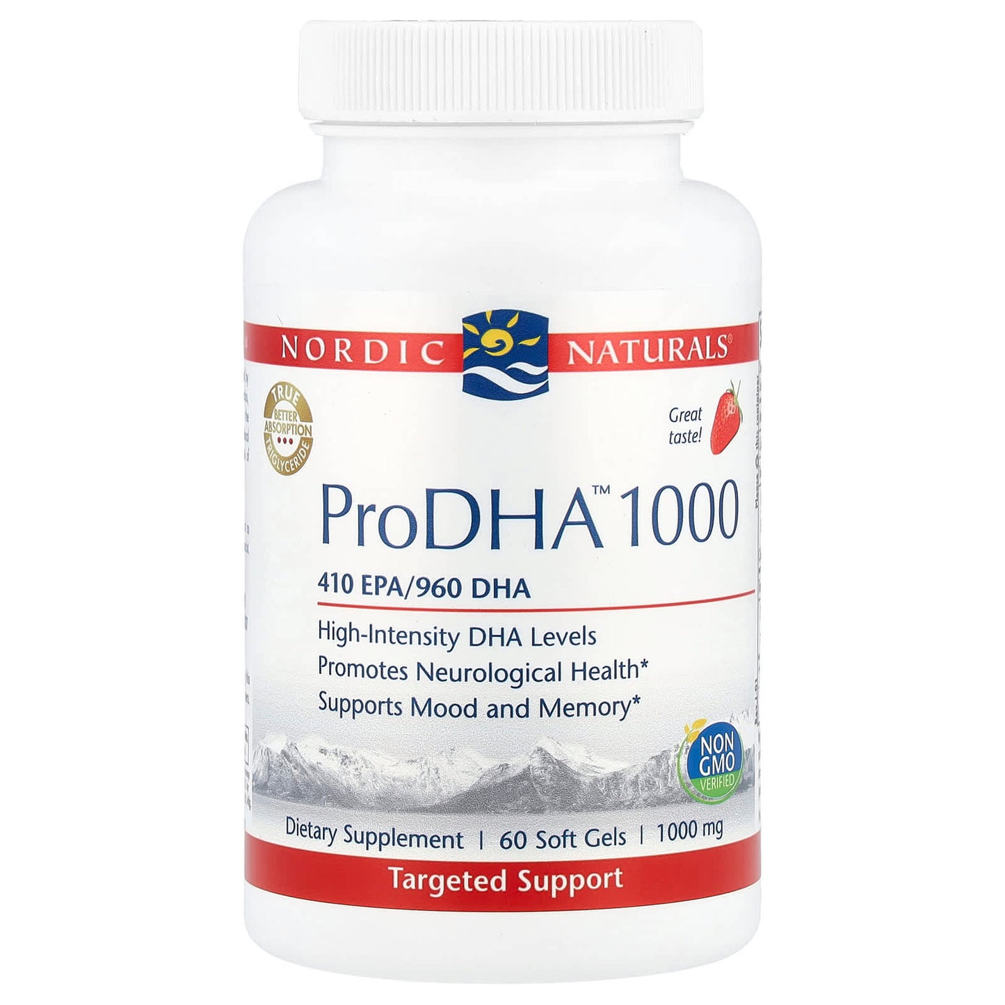 Nordic Naturals, ProDHA™ 1000, Strawberry, 60 Softgels - Image 1