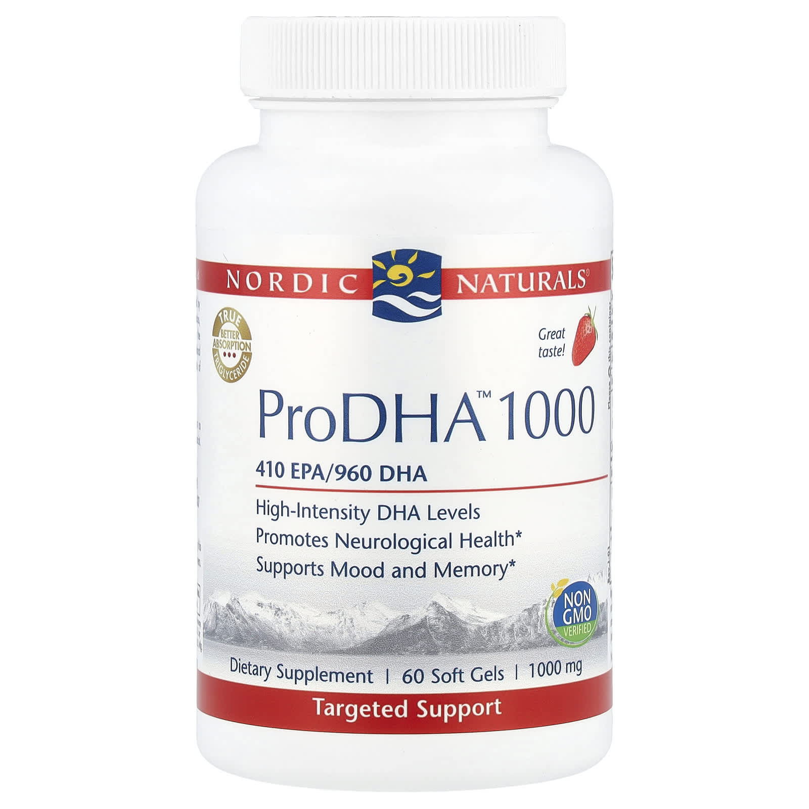 Nordic Naturals, ProDHA™ 1000, Strawberry, 60 Softgels - Image 1